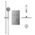 Circo Polished Chrome Concealed Push Button Twin Thermostatic Shower Valve With Round Fixed Head And Sark Slide Rail Kit - 2 Outlet - Front View
