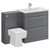 Napoli Gloss Grey 1300mm Vanity Unit Toilet Suite with 1 Tap Hole Basin and 2 Drawers with Polished Chrome Handles Left Hand Side View