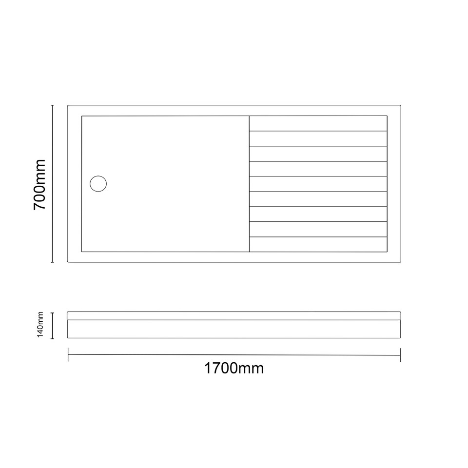 Pearlstone Slate 1700mm x 700mm x 40mm Rectangular Walk In Shower Tray