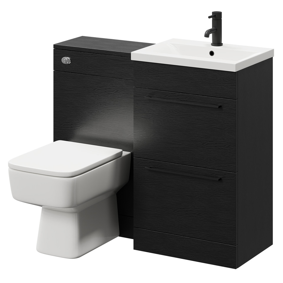 Napoli Tobacco Oak 1000mm Vanity Unit Toilet Suite with 1 Tap Hole