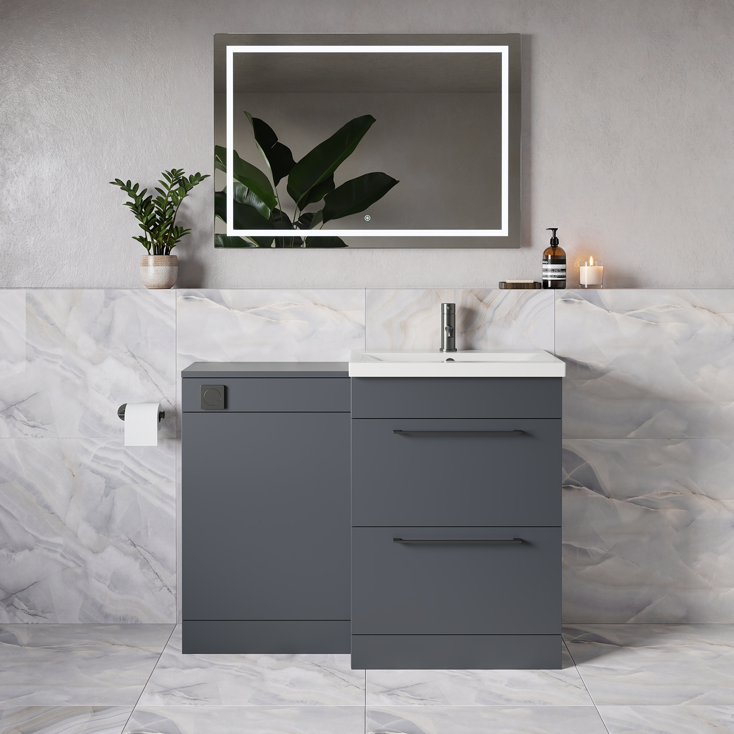 Napoli 390 2 Drawer Vanity Unit Toilet Suite with Glide Basin
