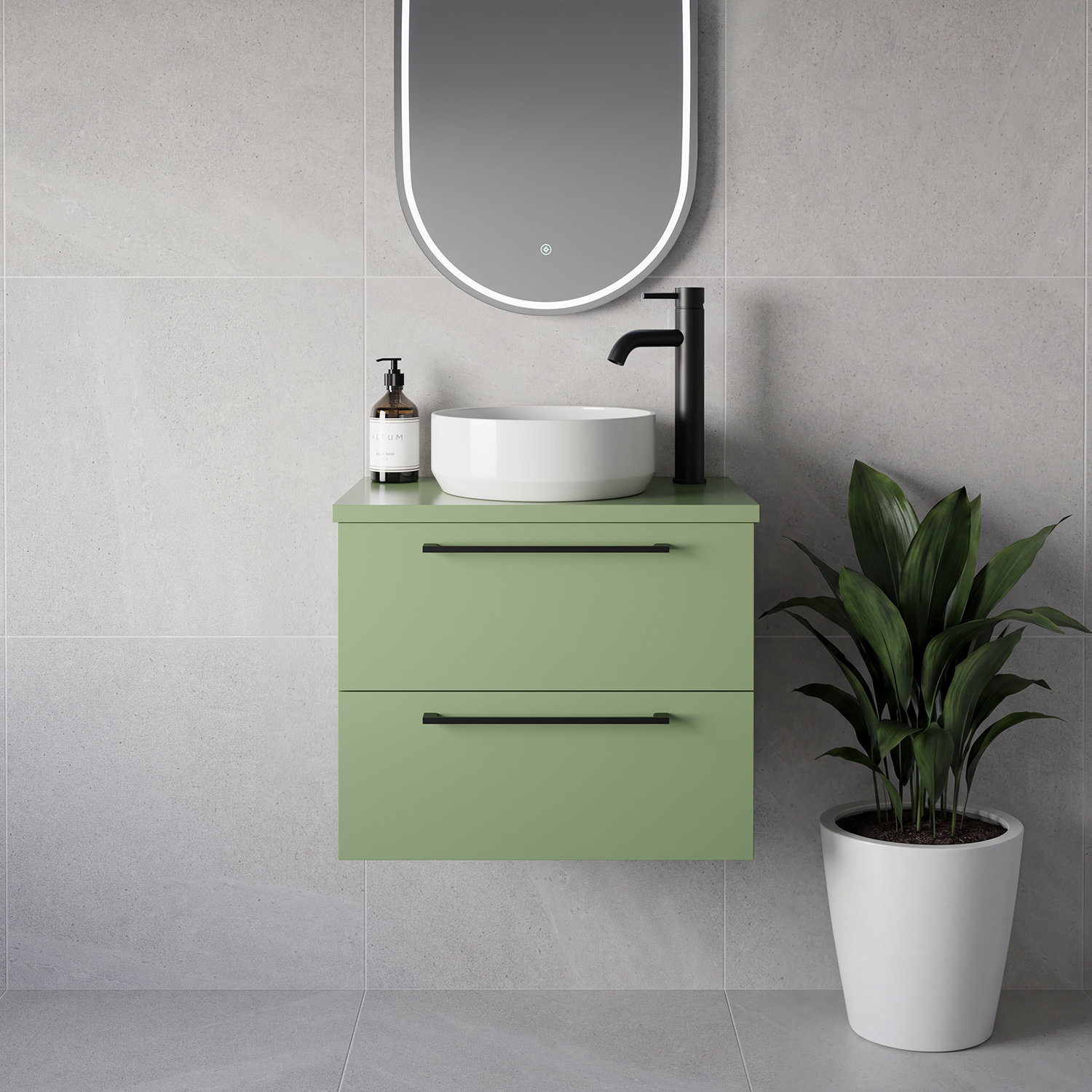 Napoli 390 Wall Mounted 2 Drawer Vanity Unit for Countertop Basins