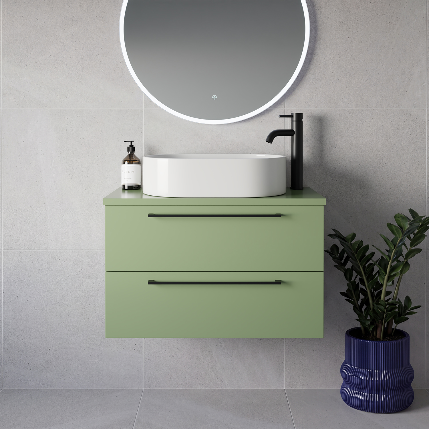 Napoli 390 Wall Mounted 2 Drawer Vanity Unit for Countertop Basins