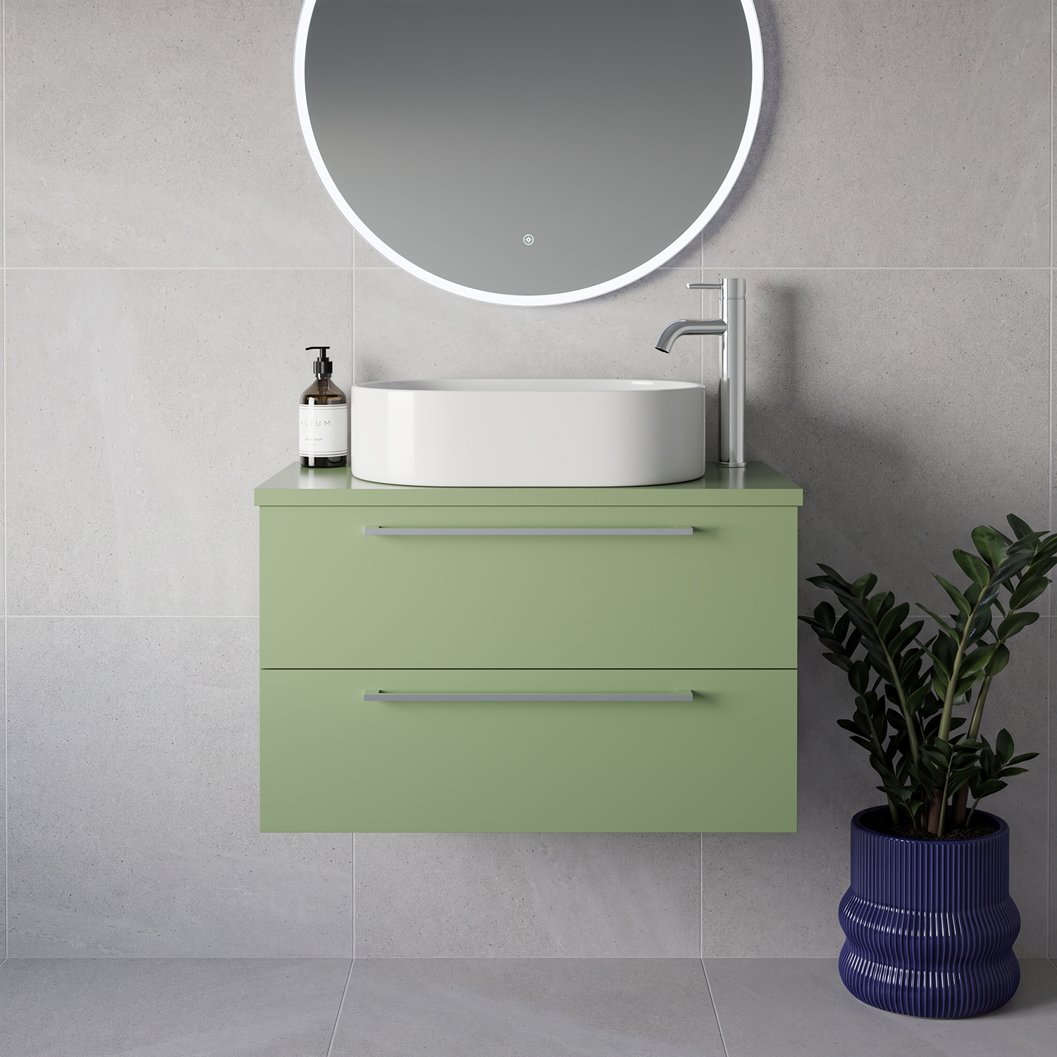 Napoli 390 Wall Mounted 2 Drawer Vanity Unit for Countertop Basins
