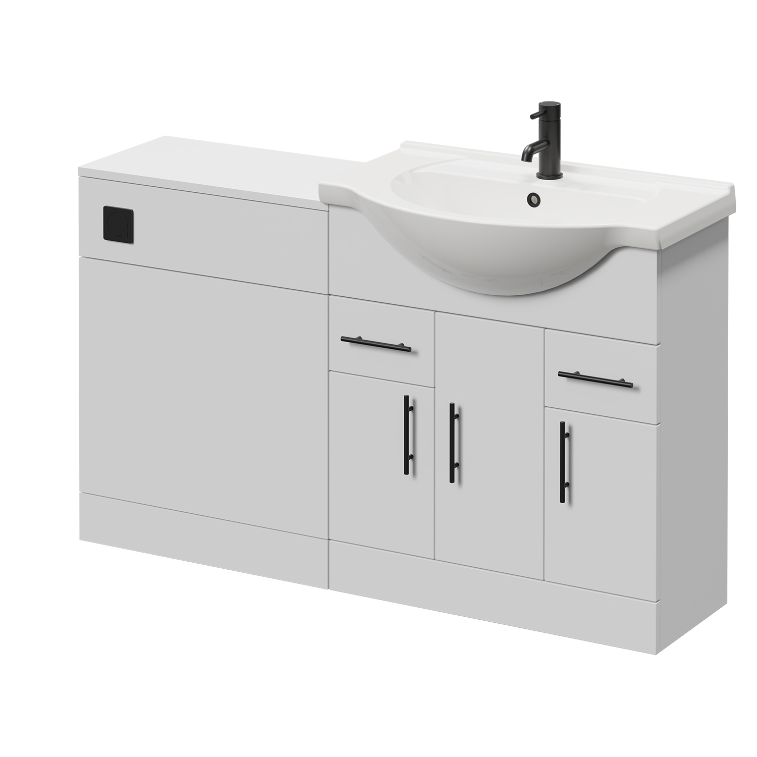 Alexander James Gloss White Cento 3 Door Vanity Unit Toilet Suite | | Mfc | 1350Mm
