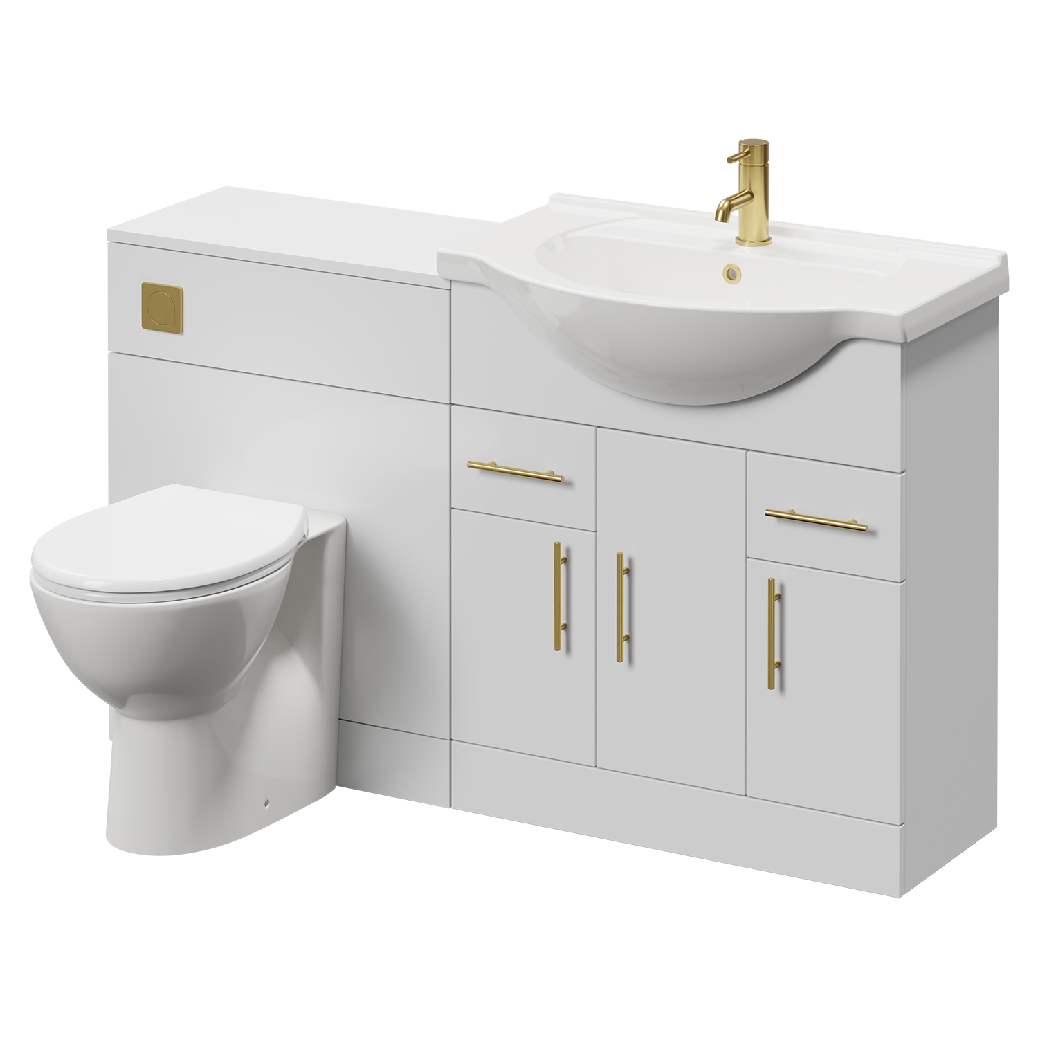Alexander James Gloss White Cento 3 Door Vanity Unit Toilet Suite | | Mfc | 1350Mm