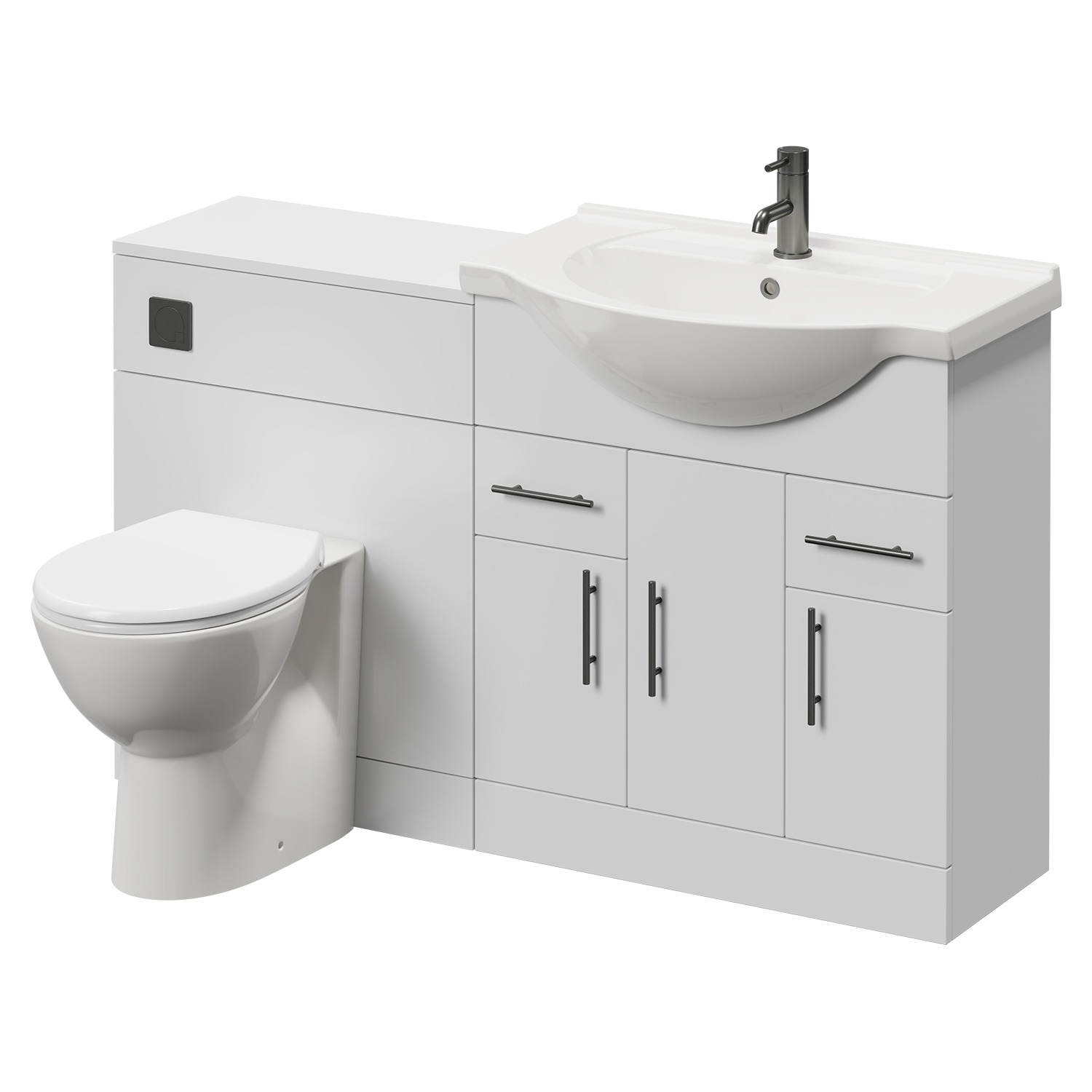 Alexander James Gloss White Cento 3 Door Vanity Unit Toilet Suite | | Mfc | 1350Mm