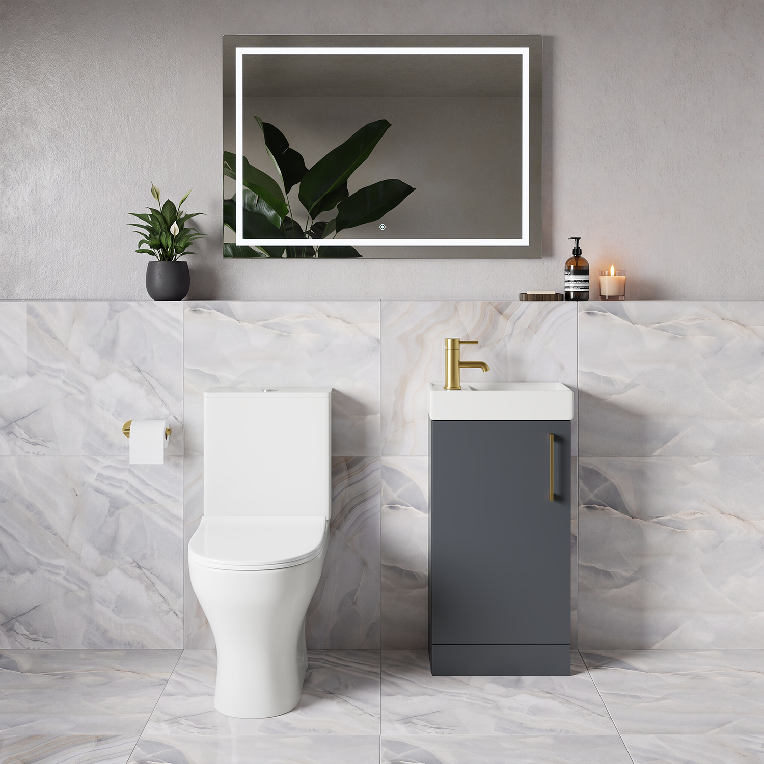Napoli Cube Single Door Vanity Unit and Jubilee Toilet Suite with Align Basin