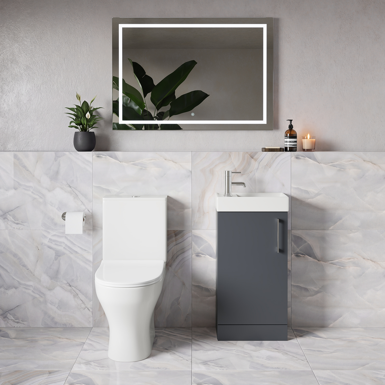 Napoli Cube Single Door Vanity Unit and Jubilee Toilet Suite with Align Basin