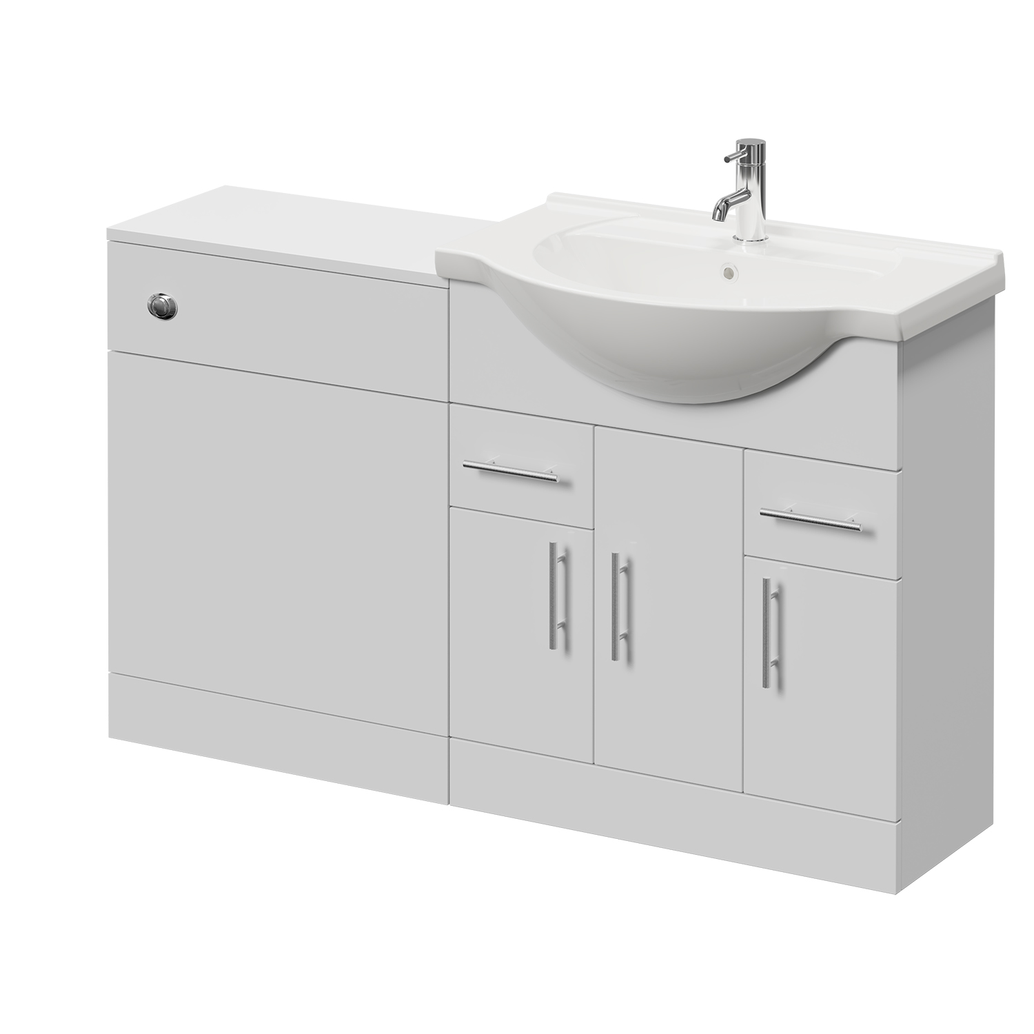 Alexander James Gloss White Cento 3 Door Vanity Unit Toilet Suite | | Mfc | 1350Mm