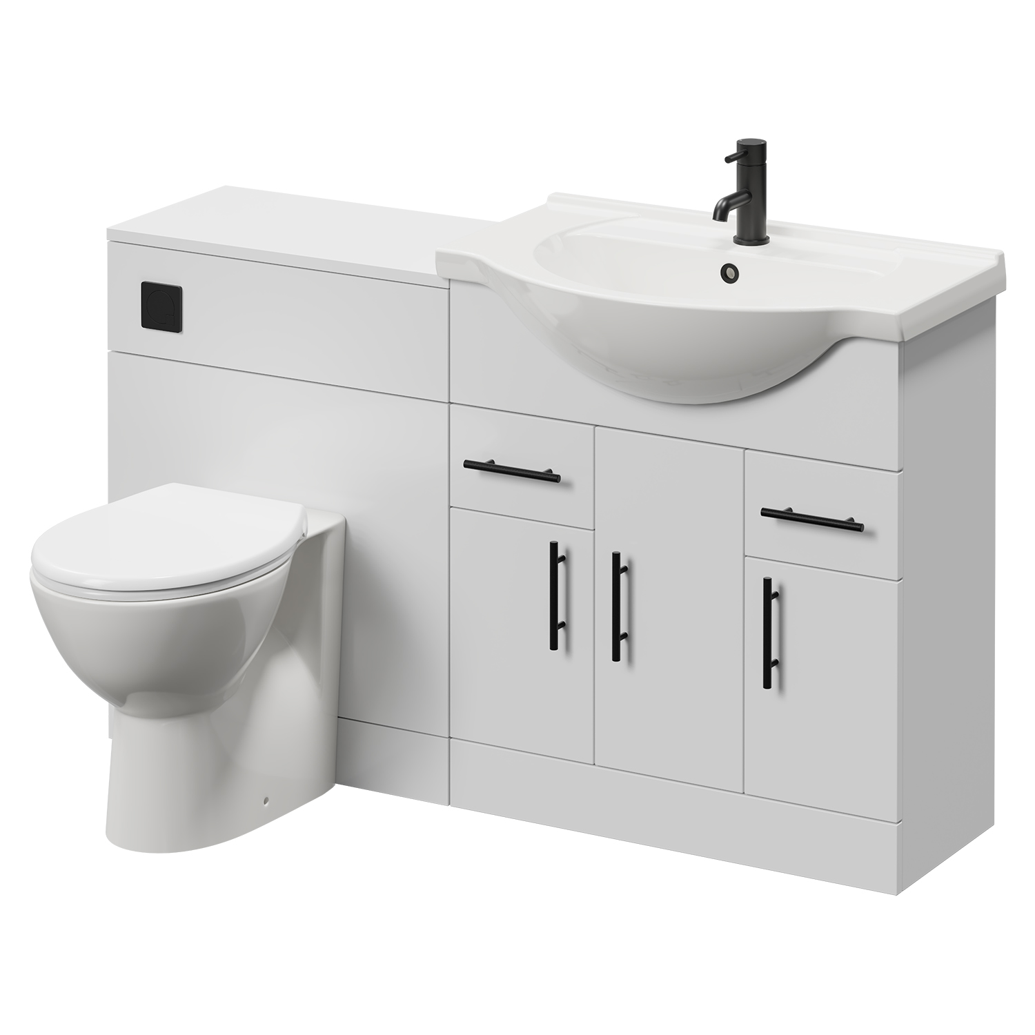 Alexander James Gloss White Cento 3 Door Vanity Unit Toilet Suite | | Mfc | 1350Mm