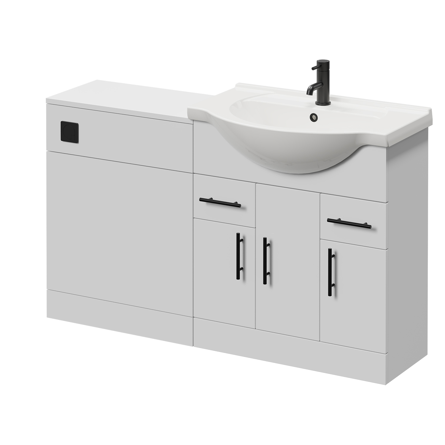 Alexander James Gloss White Cento 3 Door Vanity Unit Toilet Suite | | Mfc | 1350Mm