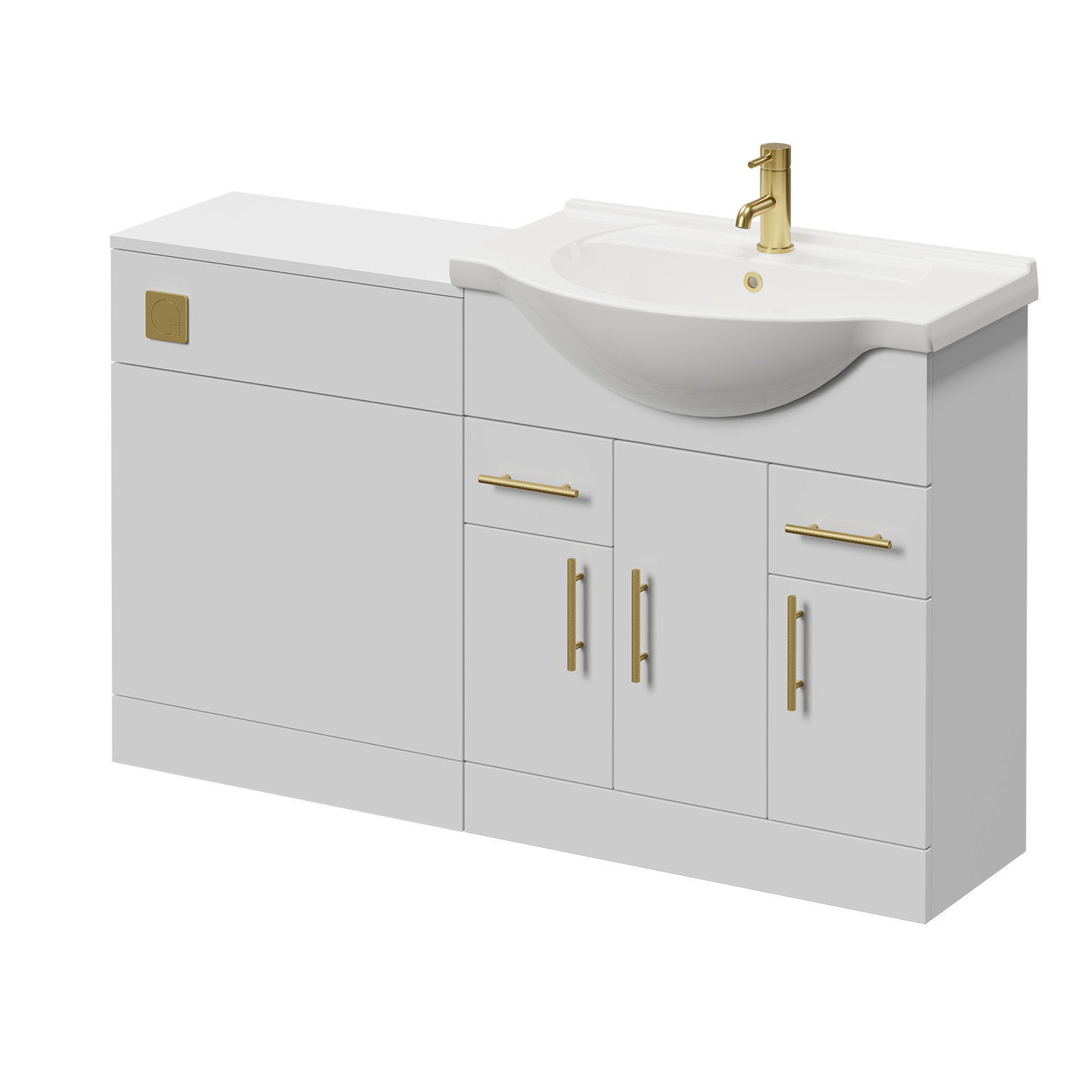 Alexander James Gloss White Cento 3 Door Vanity Unit Toilet Suite | | Mfc | 1350Mm