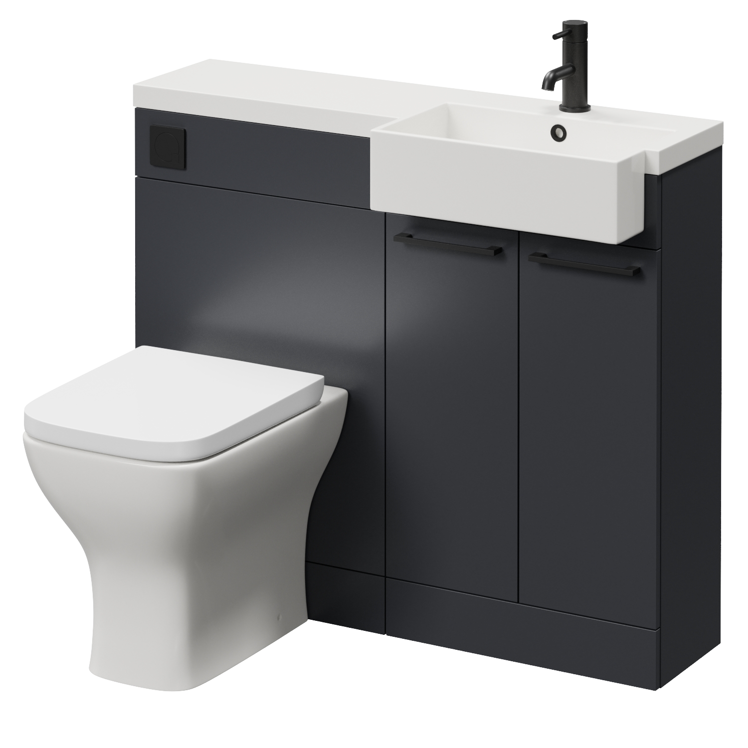 Napoli 250 2 Door Vanity Unit Toilet Suite with Right Hand Square Rico Semi Recessed Basin