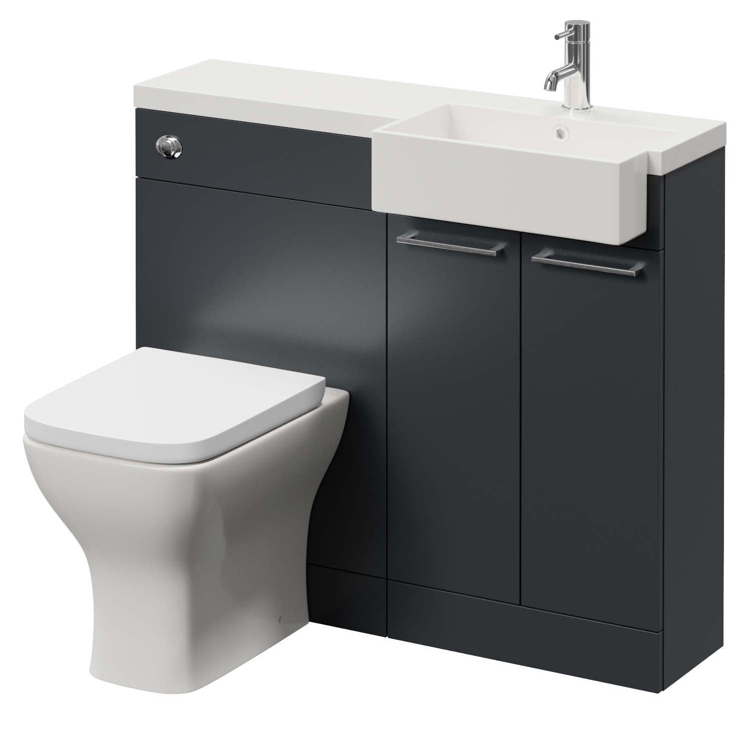 Napoli 250 2 Door Vanity Unit Toilet Suite with Right Hand Square Rico Semi Recessed Basin