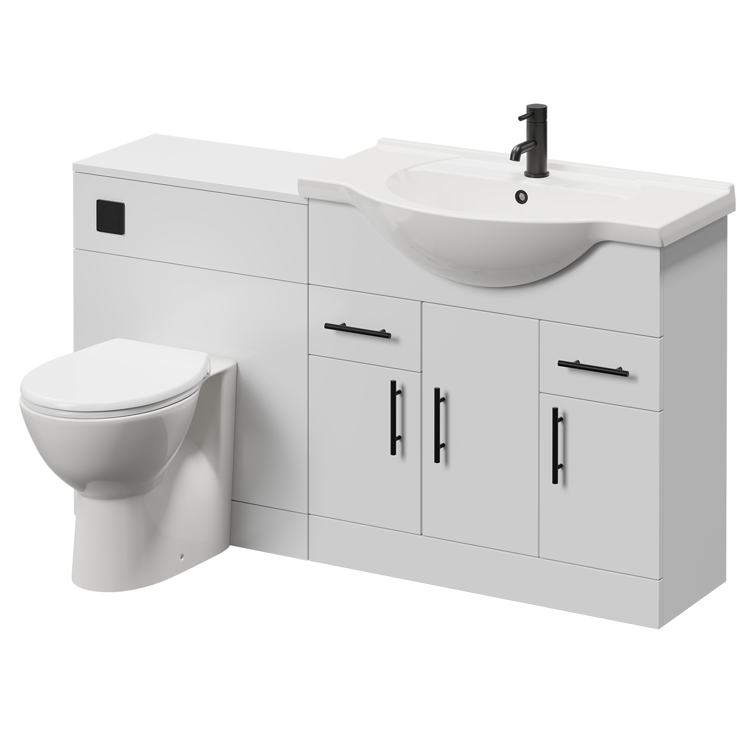 Alexander James Gloss White Cento 3 Door Vanity Unit Toilet Suite | | Mfc | 1450Mm