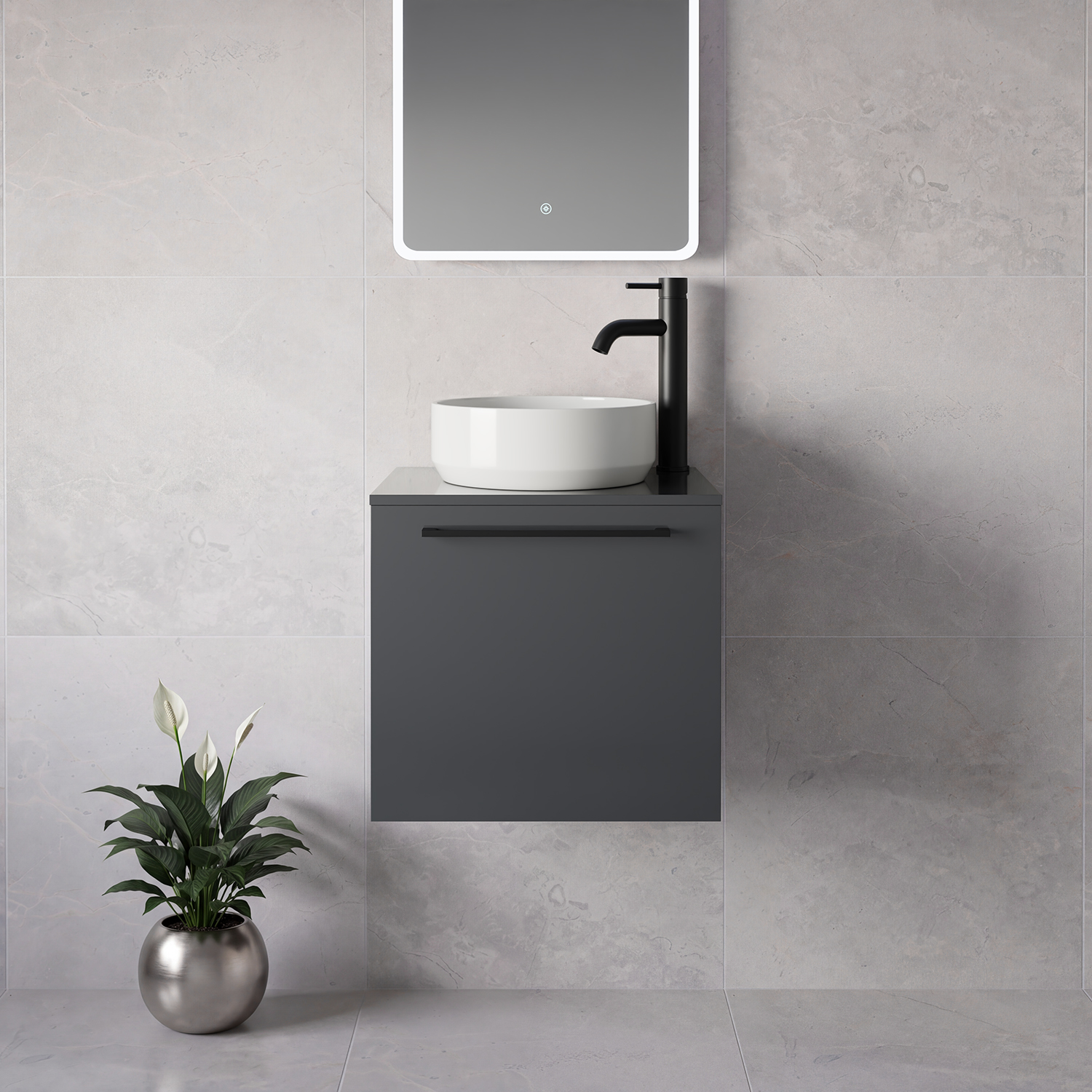 Napoli 390 Wall Mounted Single Drawer Vanity Unit for Countertop Basins