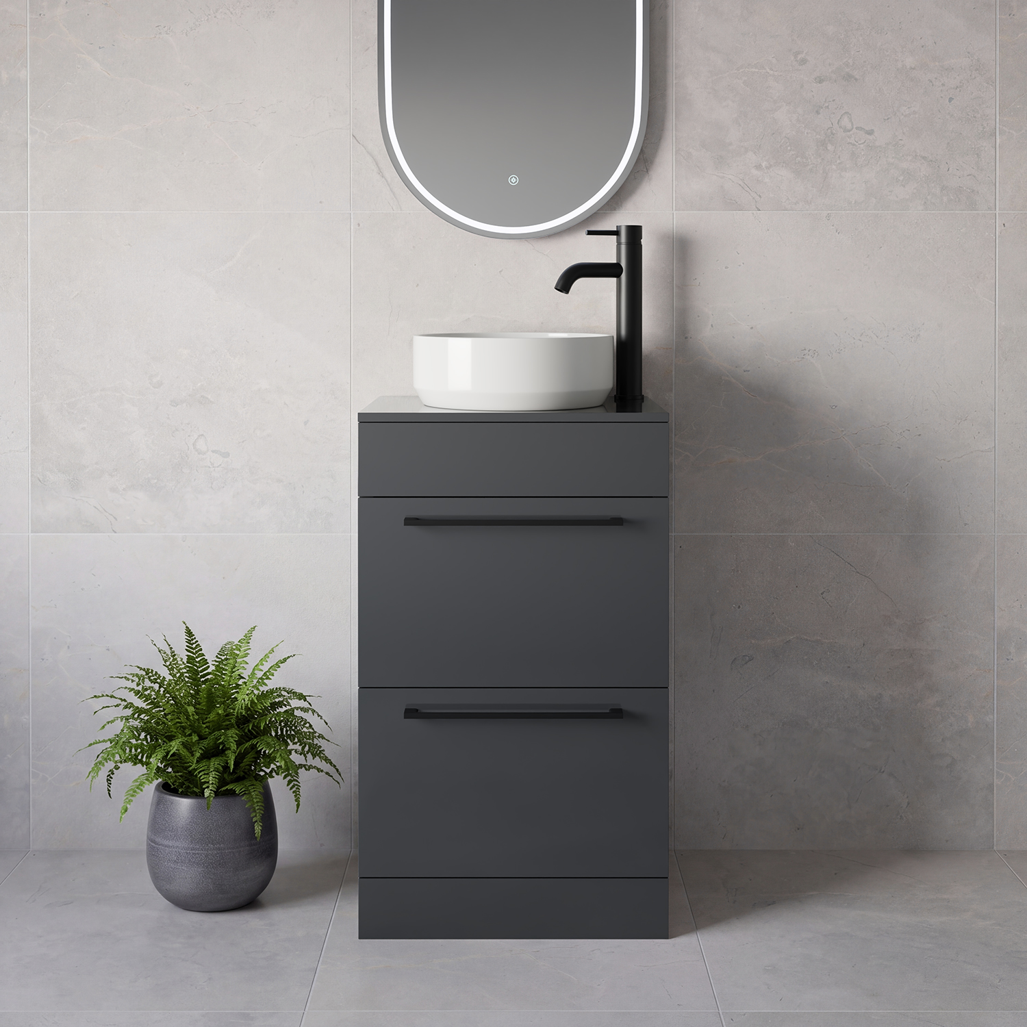 Napoli 390 2 Drawer Vanity Unit for Countertop Basins
