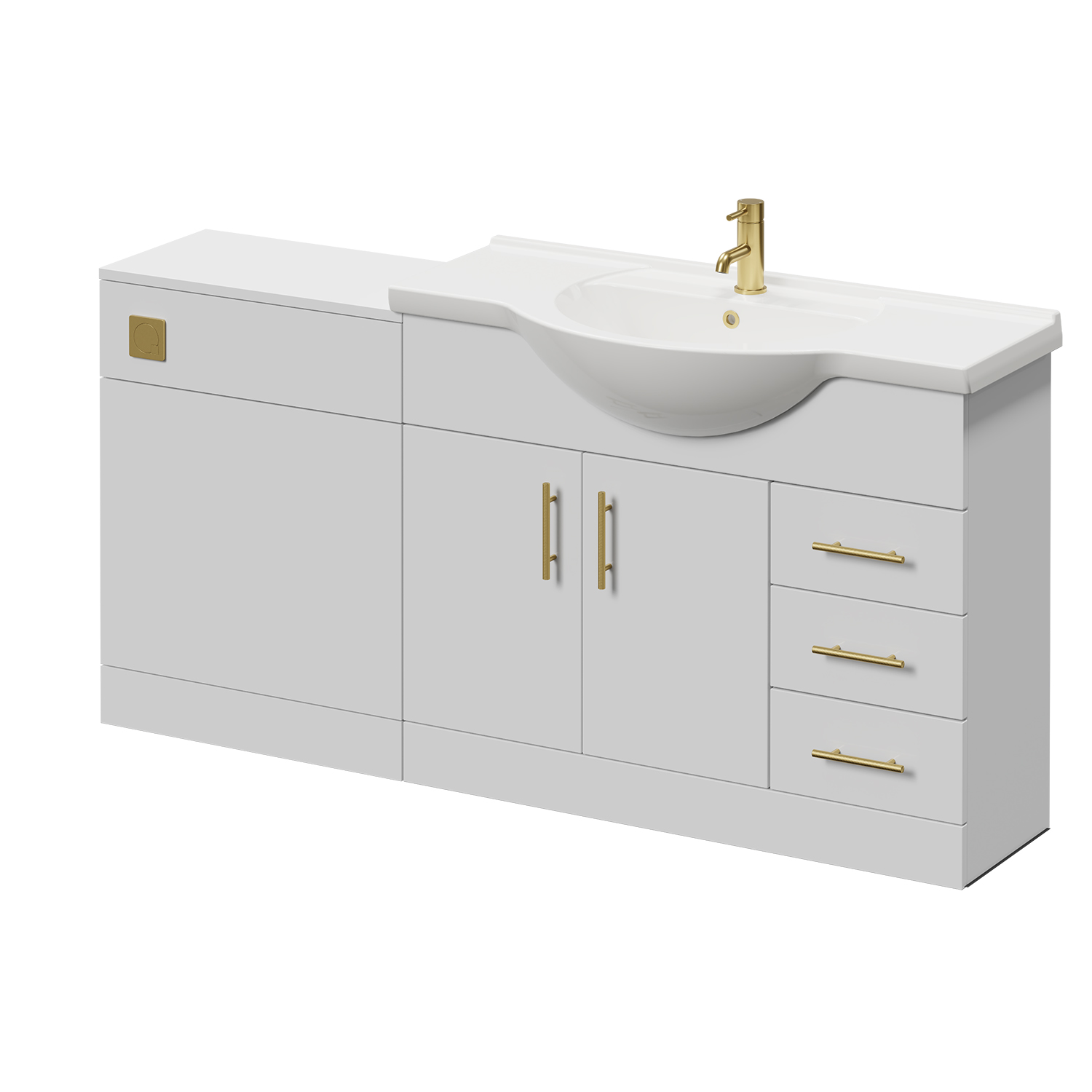 Alexander James Gloss White Cento 2 Door Vanity Unit Toilet Suite | | Mfc | 1650Mm