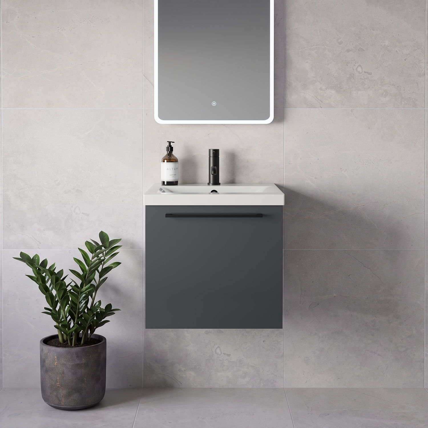 Napoli 390 Wall Mounted Single Drawer Vanity Unit with Glide Basin