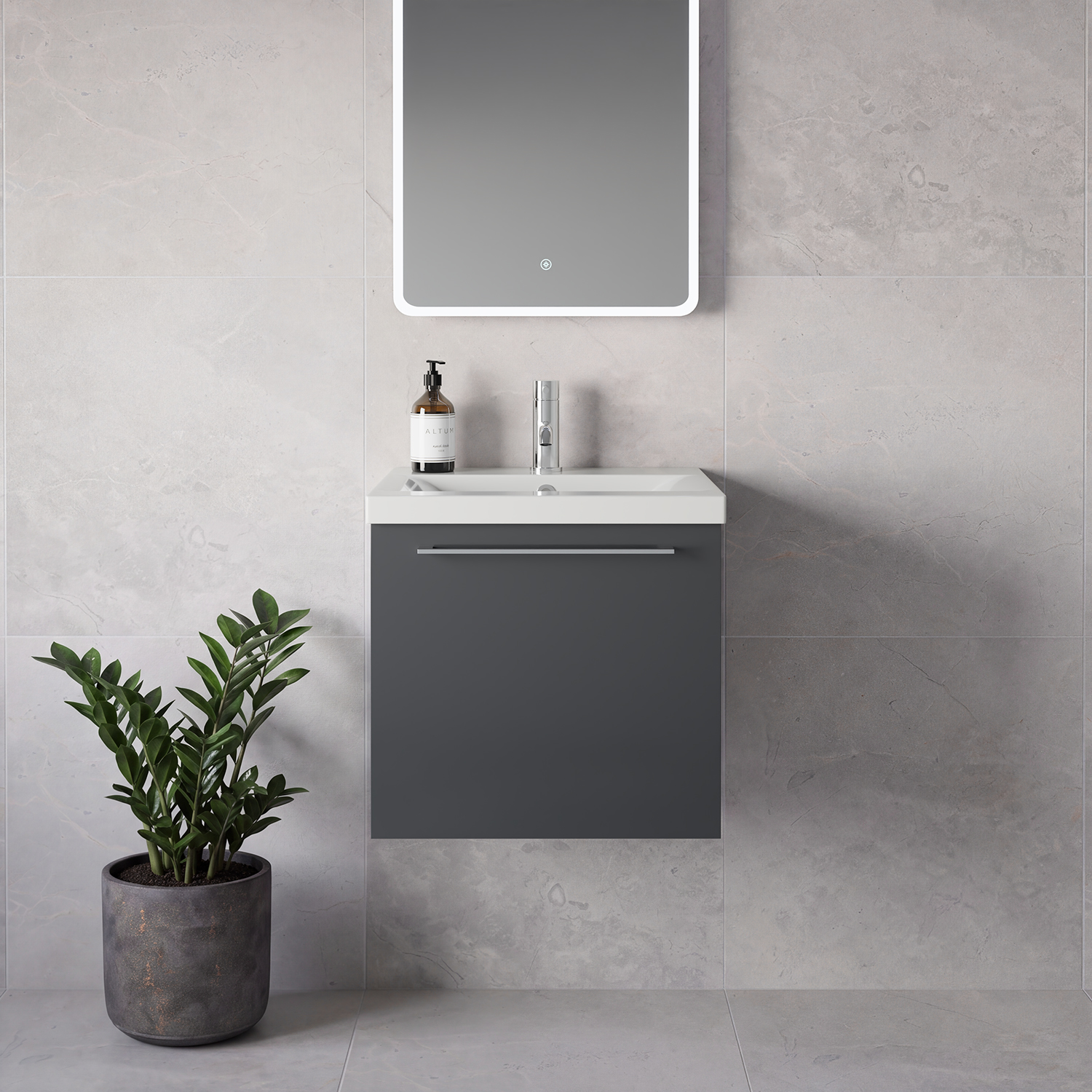 Napoli 390 Wall Mounted Single Drawer Vanity Unit with Glide Basin