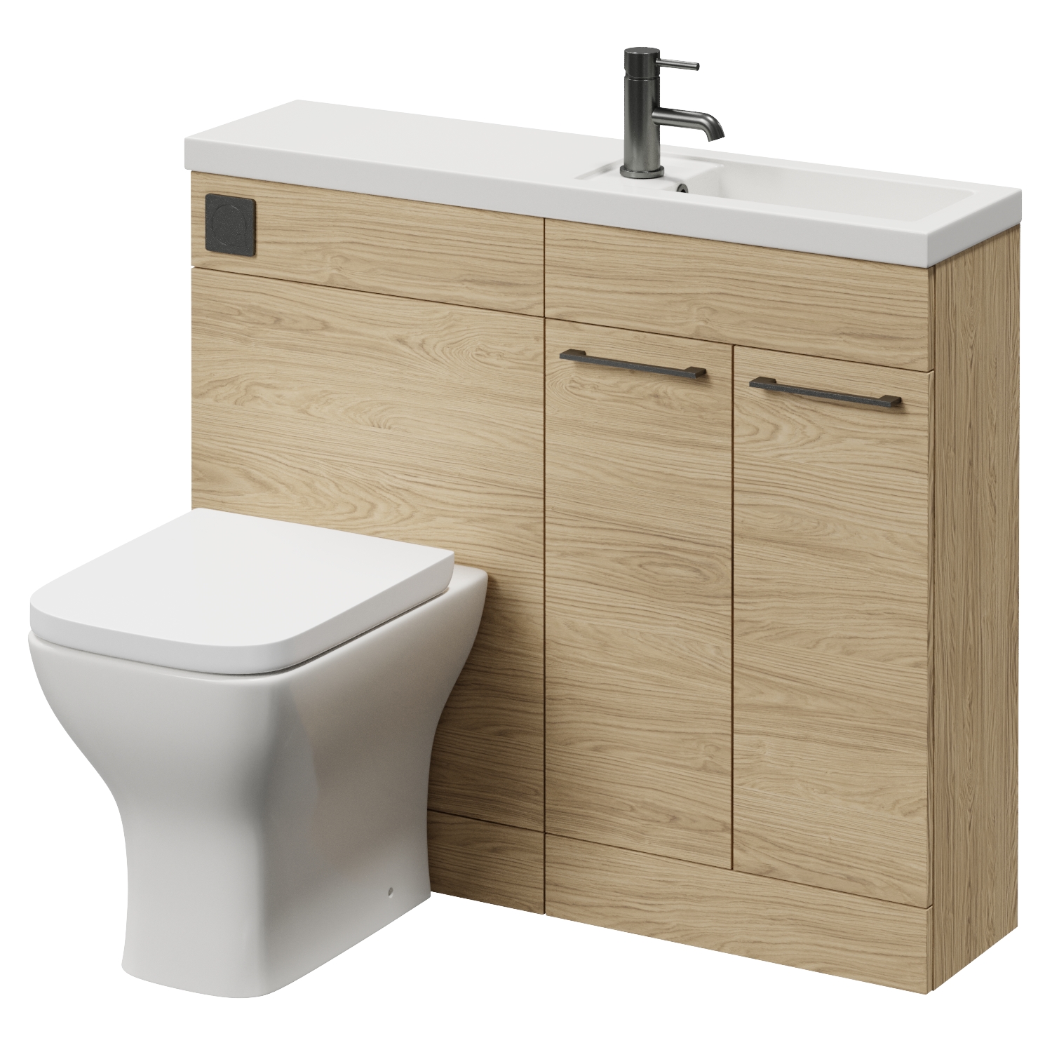 Napoli Light Oak 250 2 Door Vanity Unit Toilet Suite With Square Silvo Basin | | Mdf | 1000Mm
