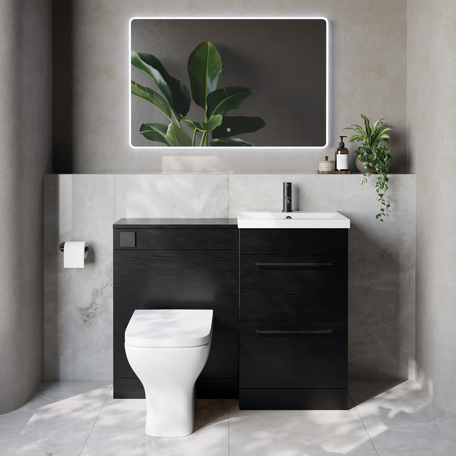 Napoli 390 Cento 2 Drawer Vanity Unit Toilet Suite with Glide Basin