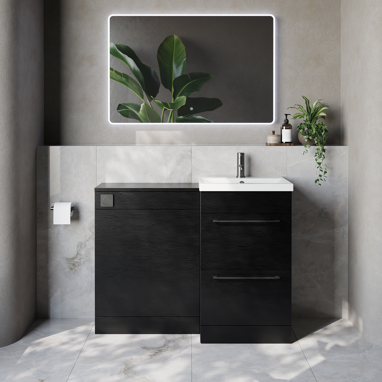 Napoli 390 Cento 2 Drawer Vanity Unit Toilet Suite with Glide Basin