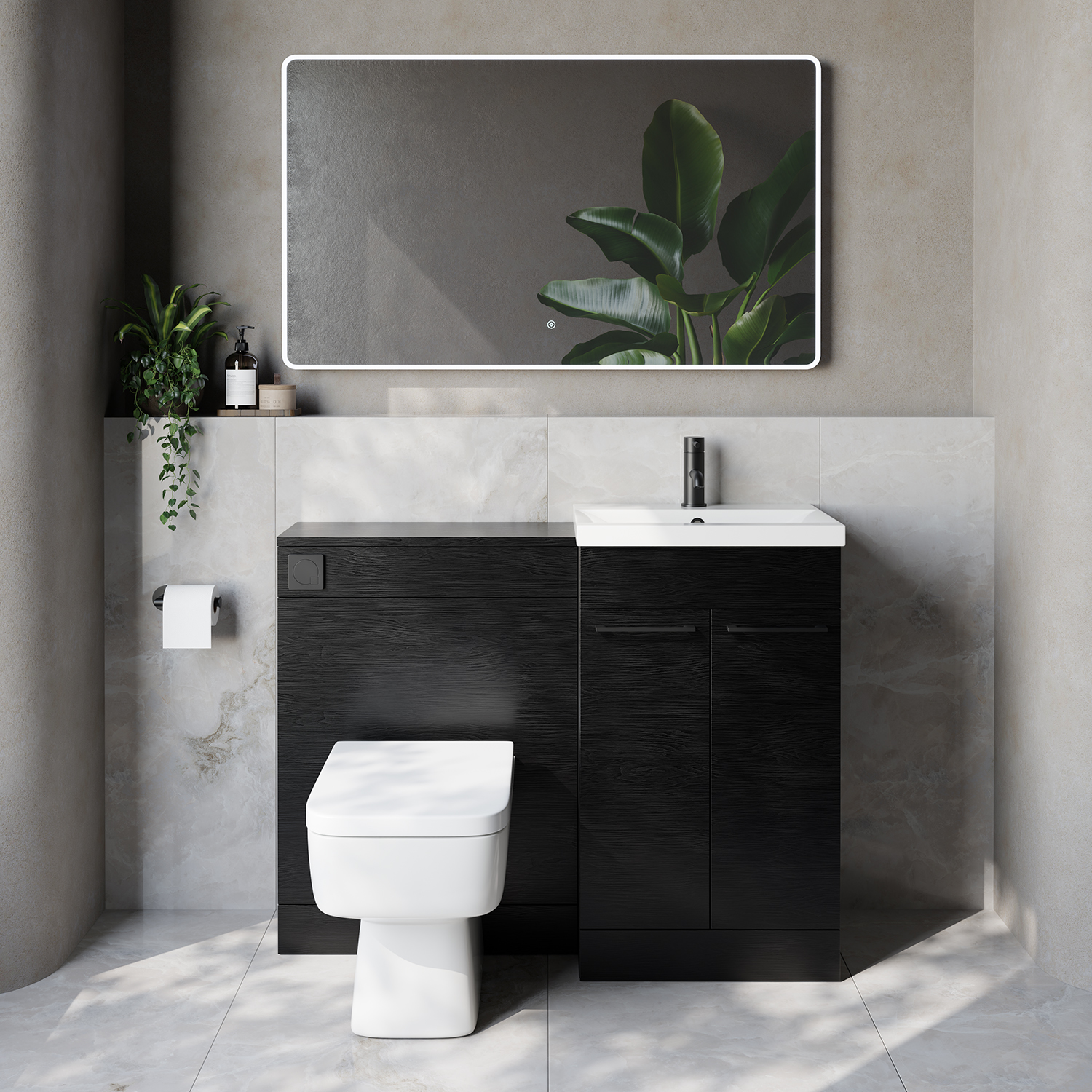 Napoli 390 Cento 2 Door Vanity Unit Toilet Suite with Glide Basin