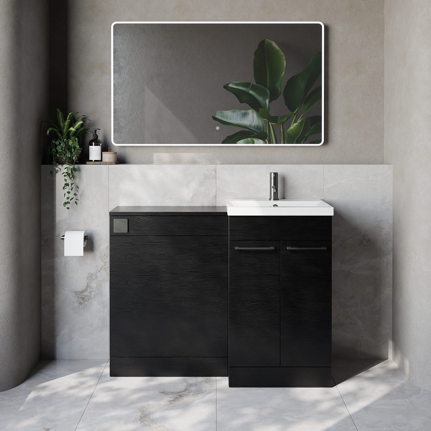 Napoli 390 Cento 2 Door Vanity Unit Toilet Suite with Glide Basin