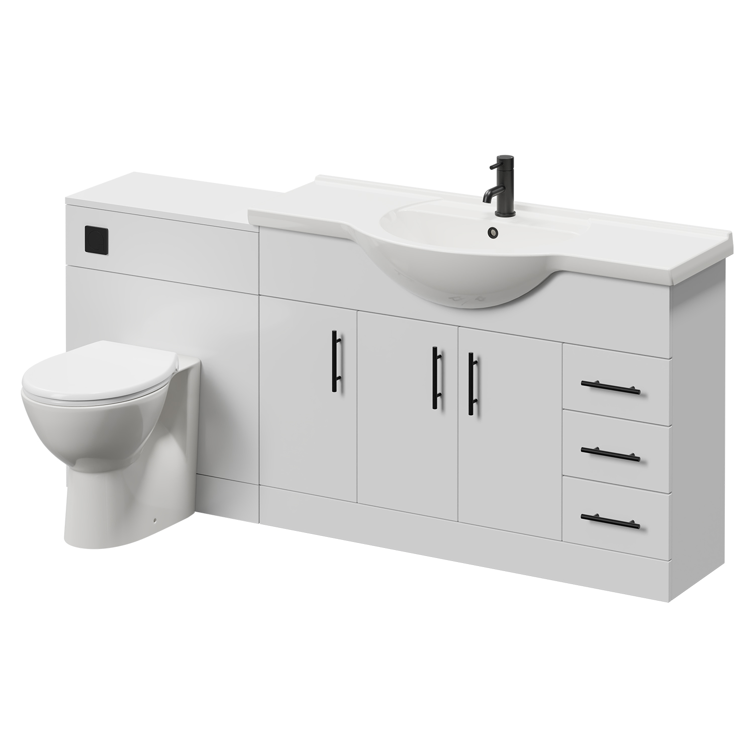 Alexander James Gloss White Cento 3 Door Vanity Unit Toilet Suite | | Mfc | 1800Mm