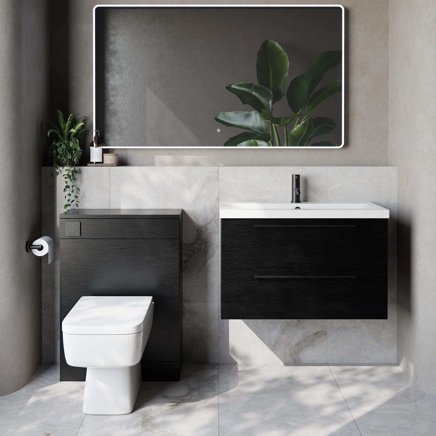 Napoli 390 Cento Wall Mounted 2 Drawer Vanity Unit and Toilet Suite with Glide Basin