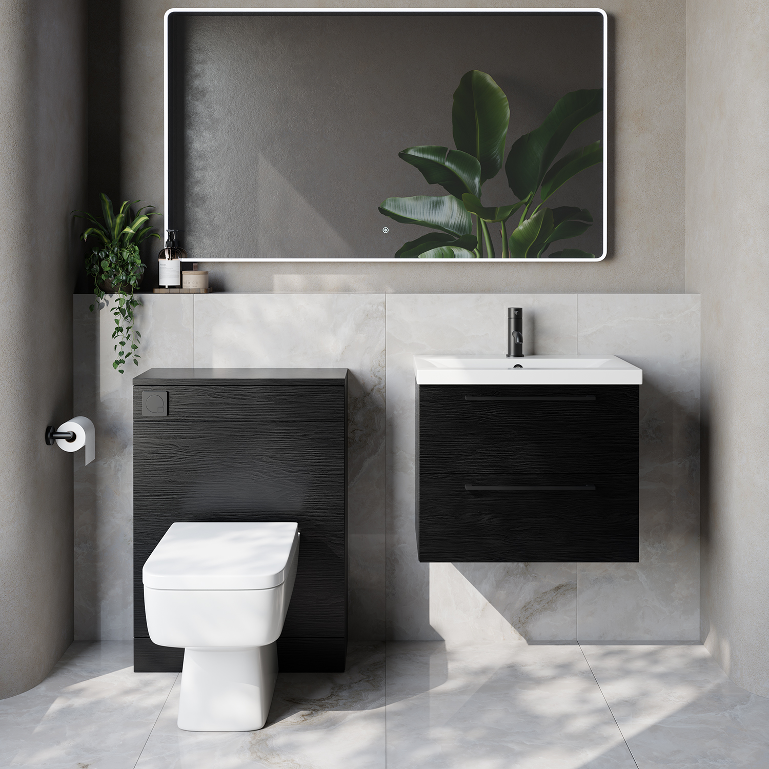 Napoli 390 Cento Wall Mounted 2 Drawer Vanity Unit and Toilet Suite with Glide Basin