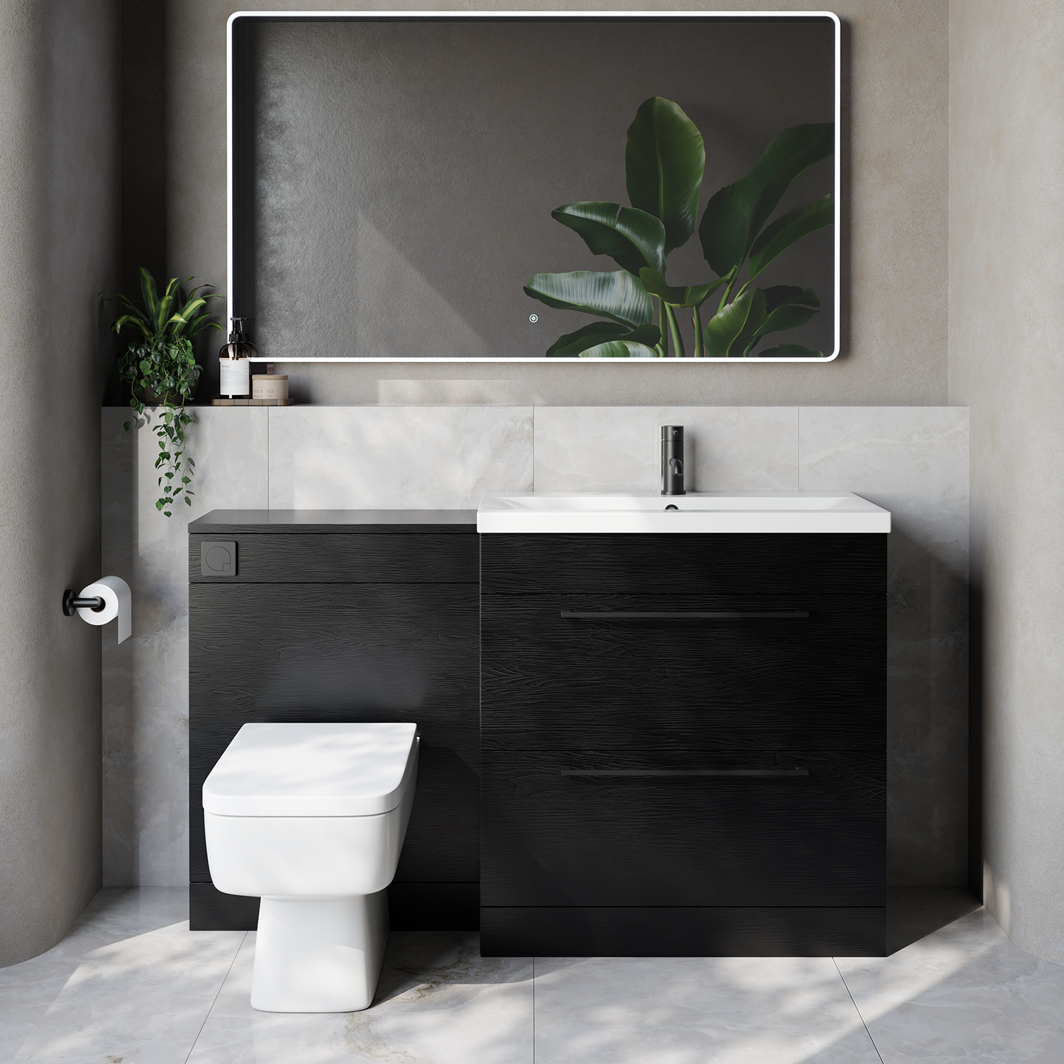 Napoli 390 Cento 2 Drawer Vanity Unit Toilet Suite with Glide Basin