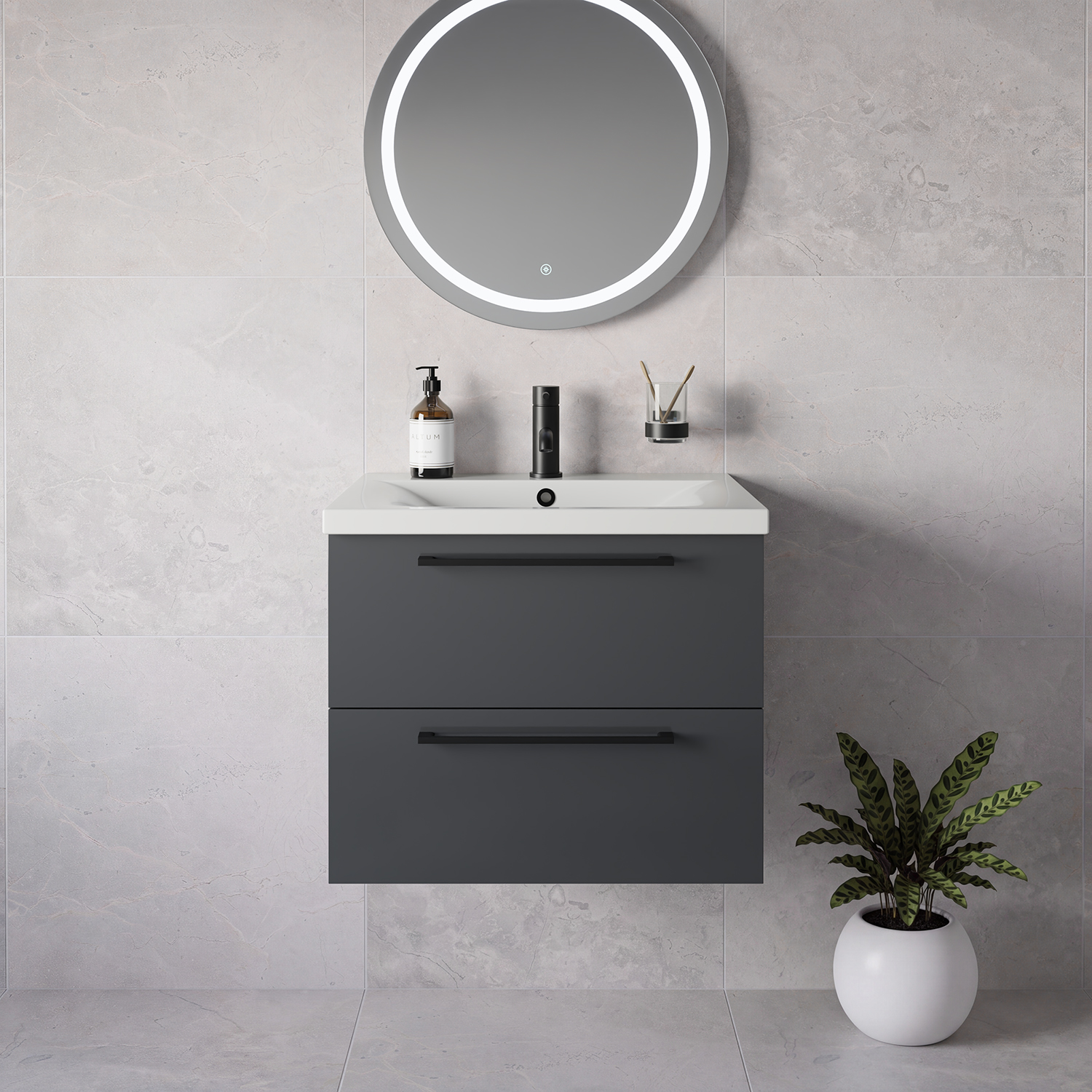Napoli 460 Wall Mounted 2 Drawer Vanity Unit with Glide Basin