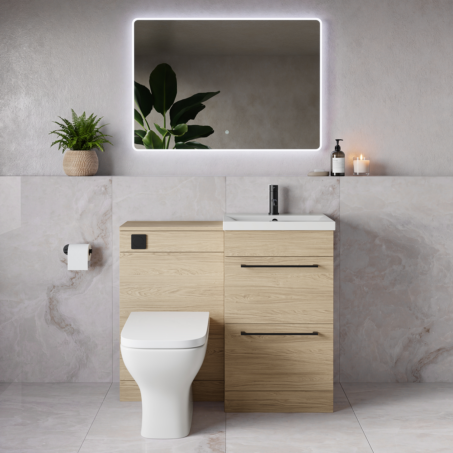 Napoli 390 2 Drawer Vanity Unit Toilet Suite with Glide Basin