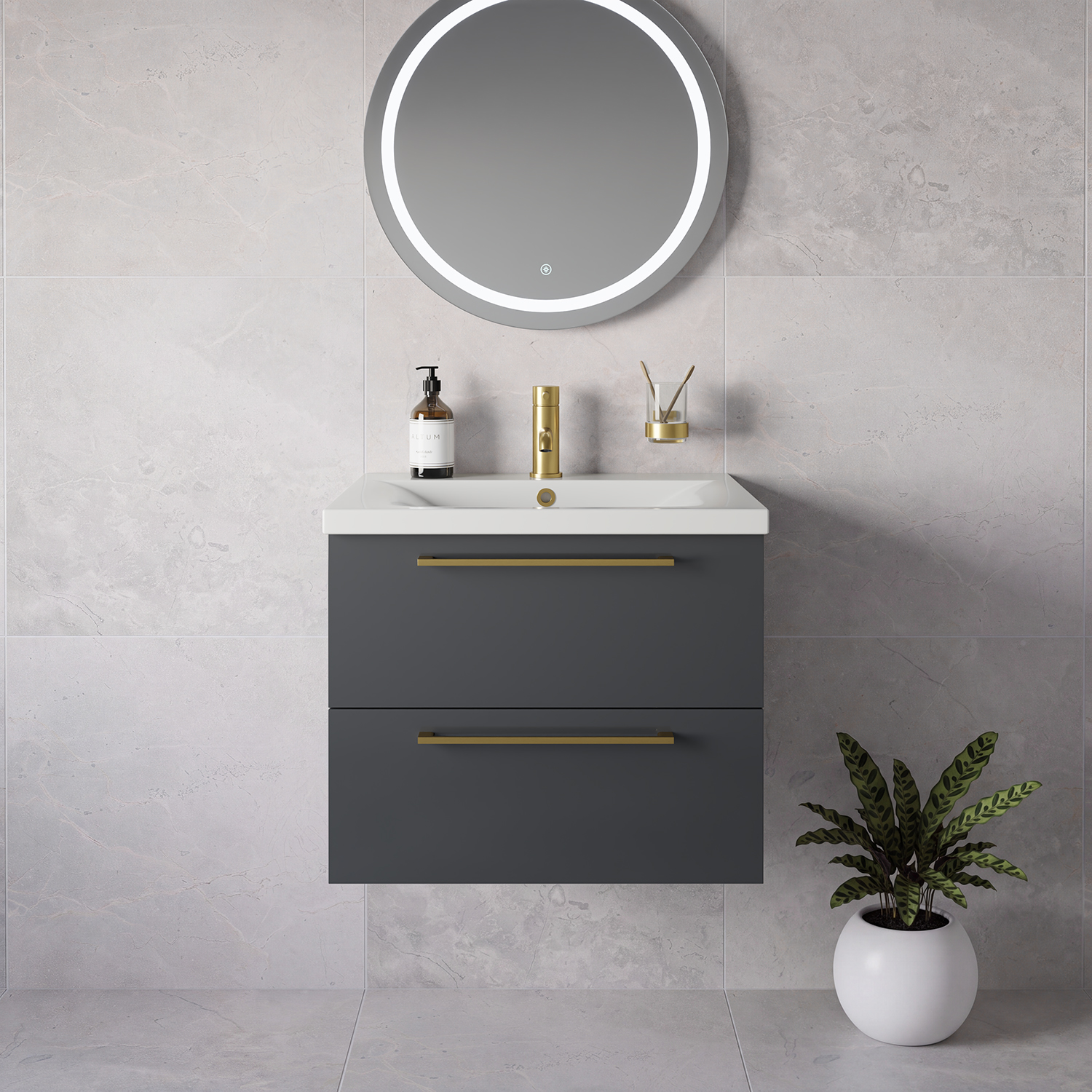 Napoli 460 Wall Mounted 2 Drawer Vanity Unit with Glide Basin