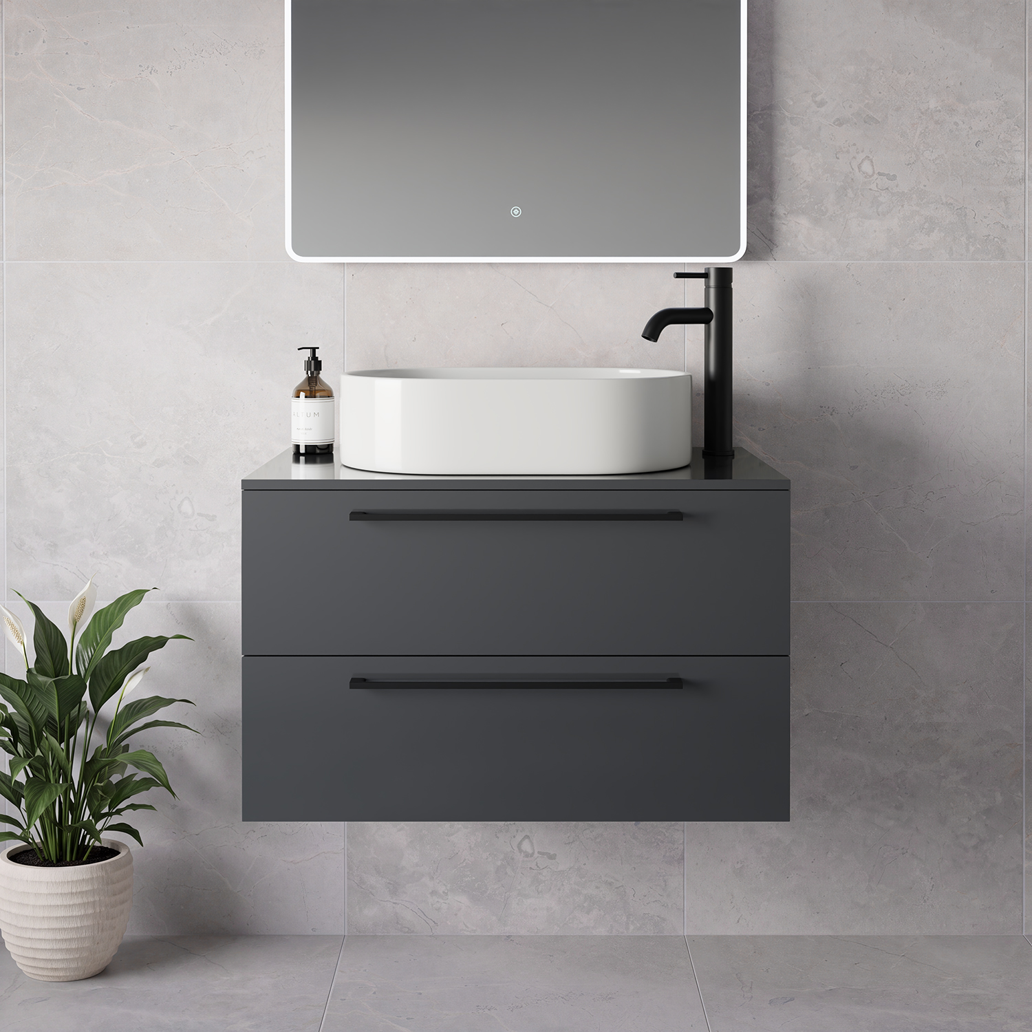 Napoli 460 Wall Mounted 2 Drawer Vanity Unit for Countertop Basins