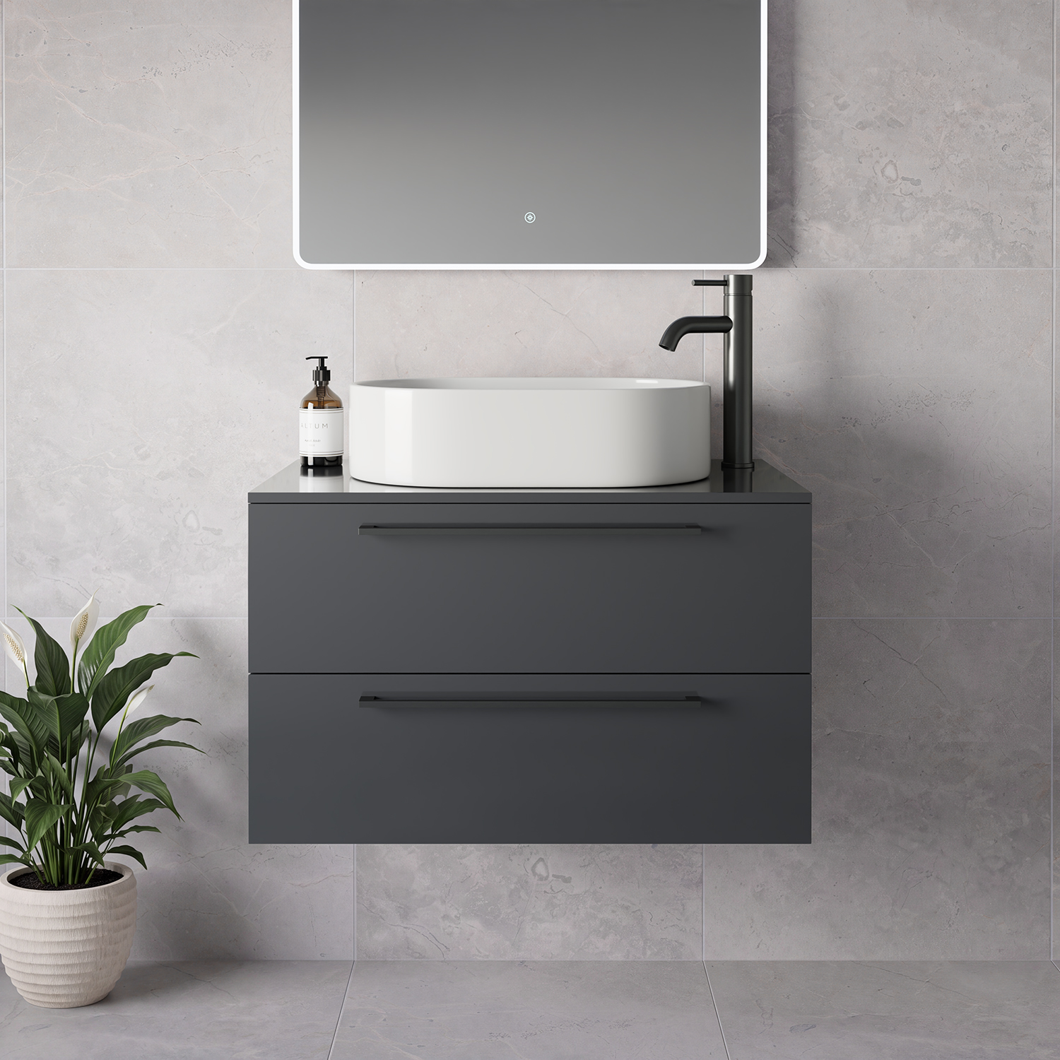 Napoli 460 Wall Mounted 2 Drawer Vanity Unit for Countertop Basins