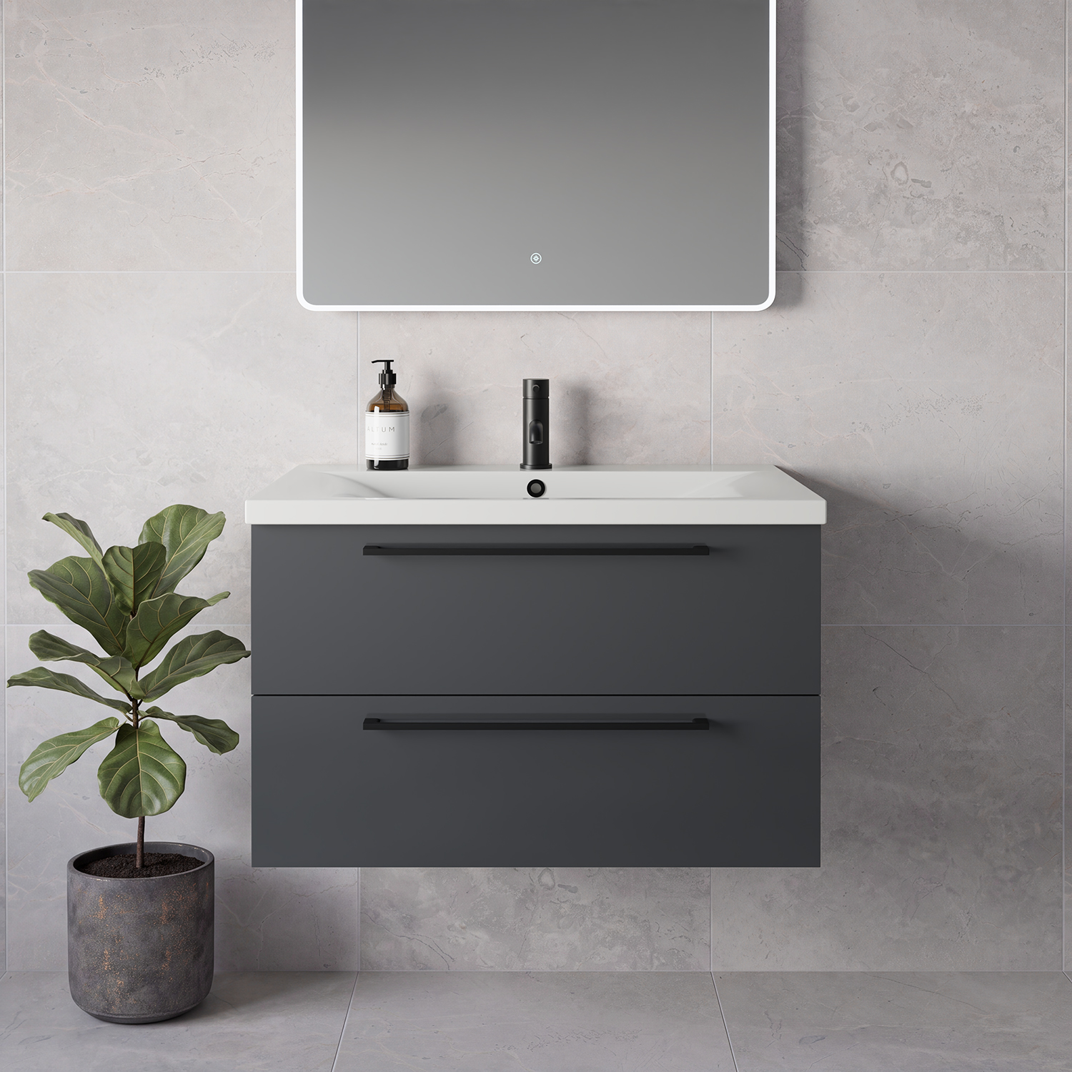 Napoli 460 Wall Mounted 2 Drawer Vanity Unit with Glide Basin