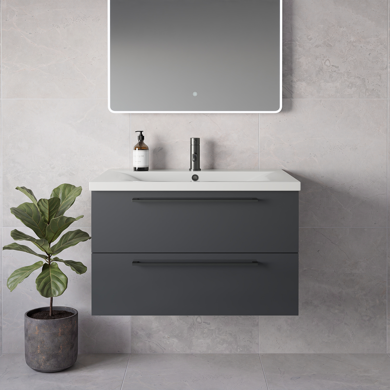 Napoli 460 Wall Mounted 2 Drawer Vanity Unit with Glide Basin