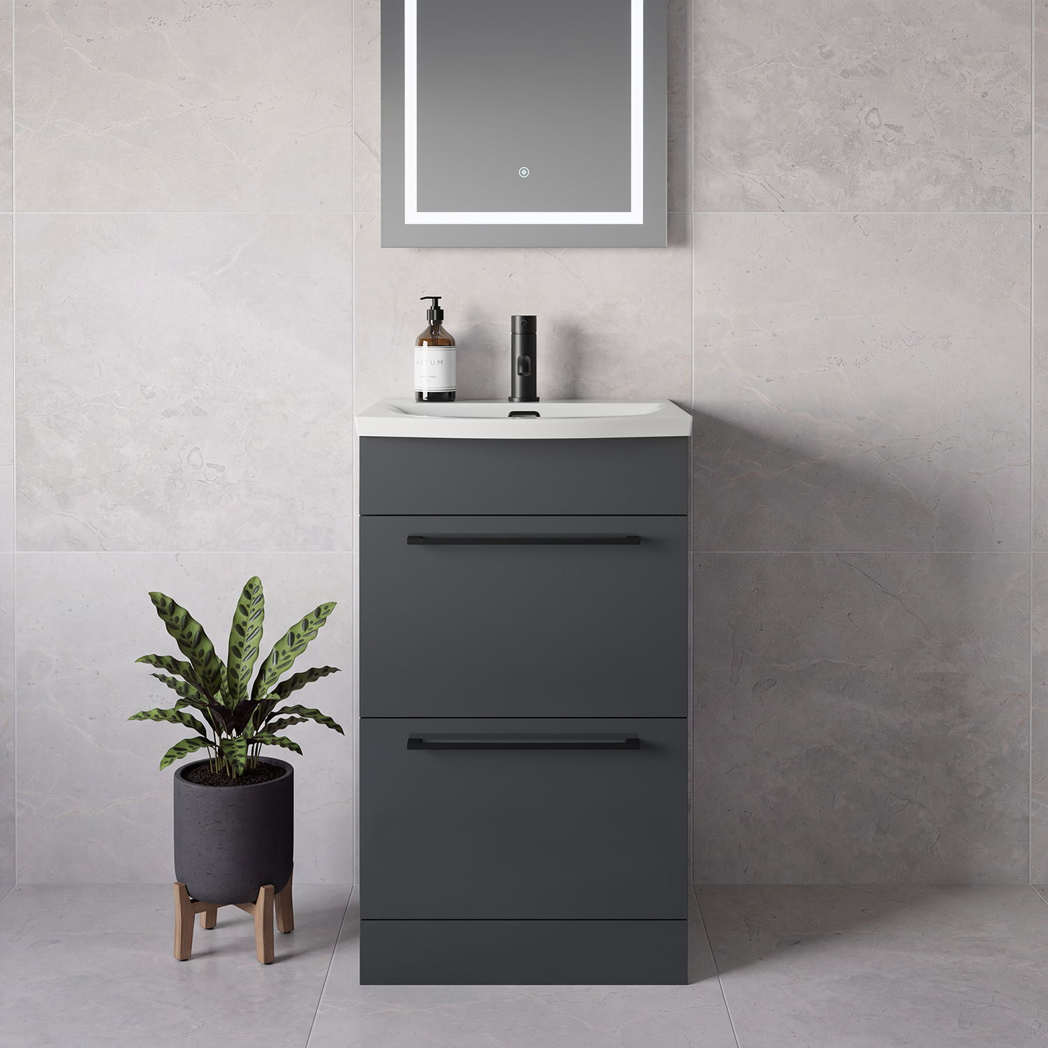 Napoli 390 2 Drawer Vanity Unit with Arc Basin