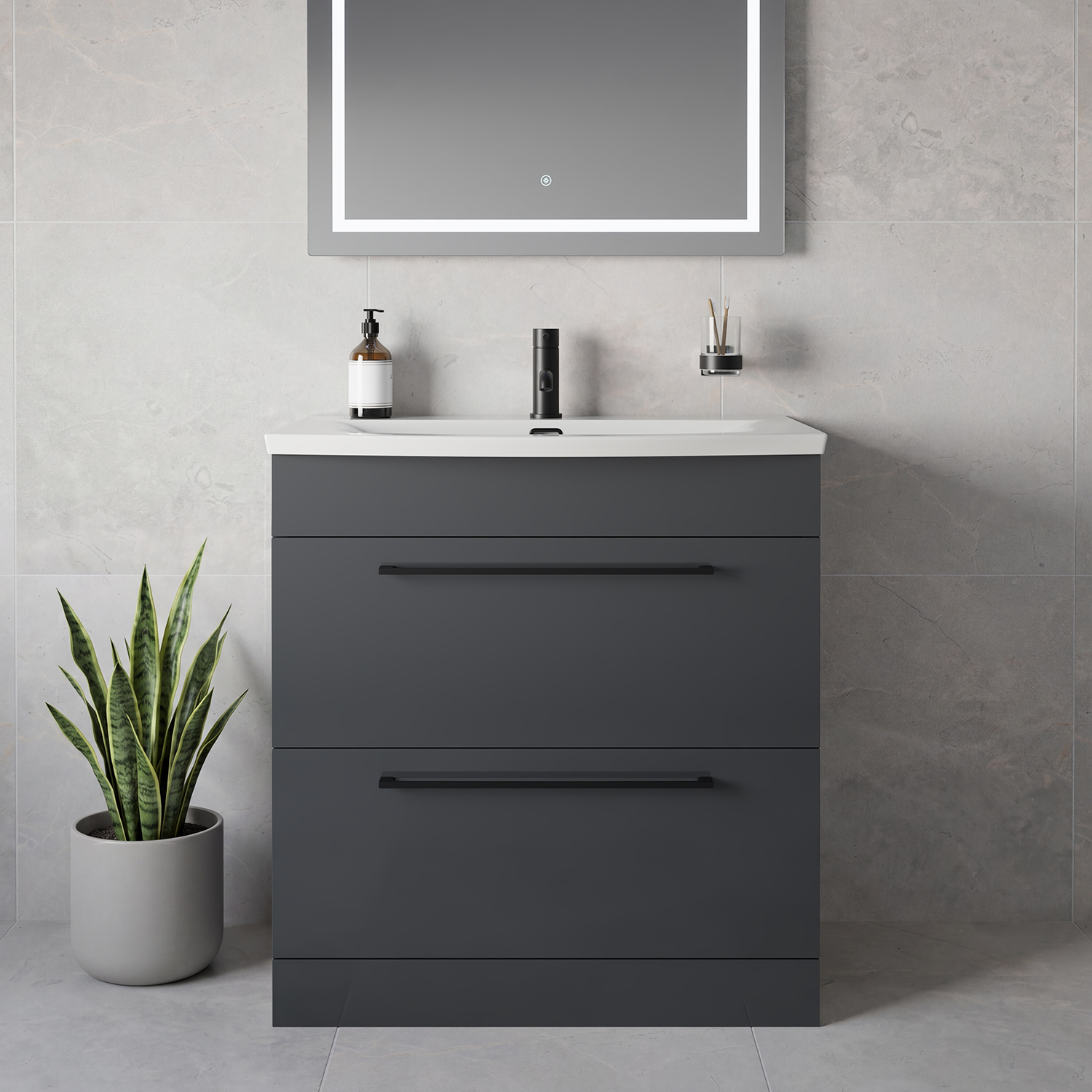 Napoli 390 2 Drawer Vanity Unit with Arc Basin