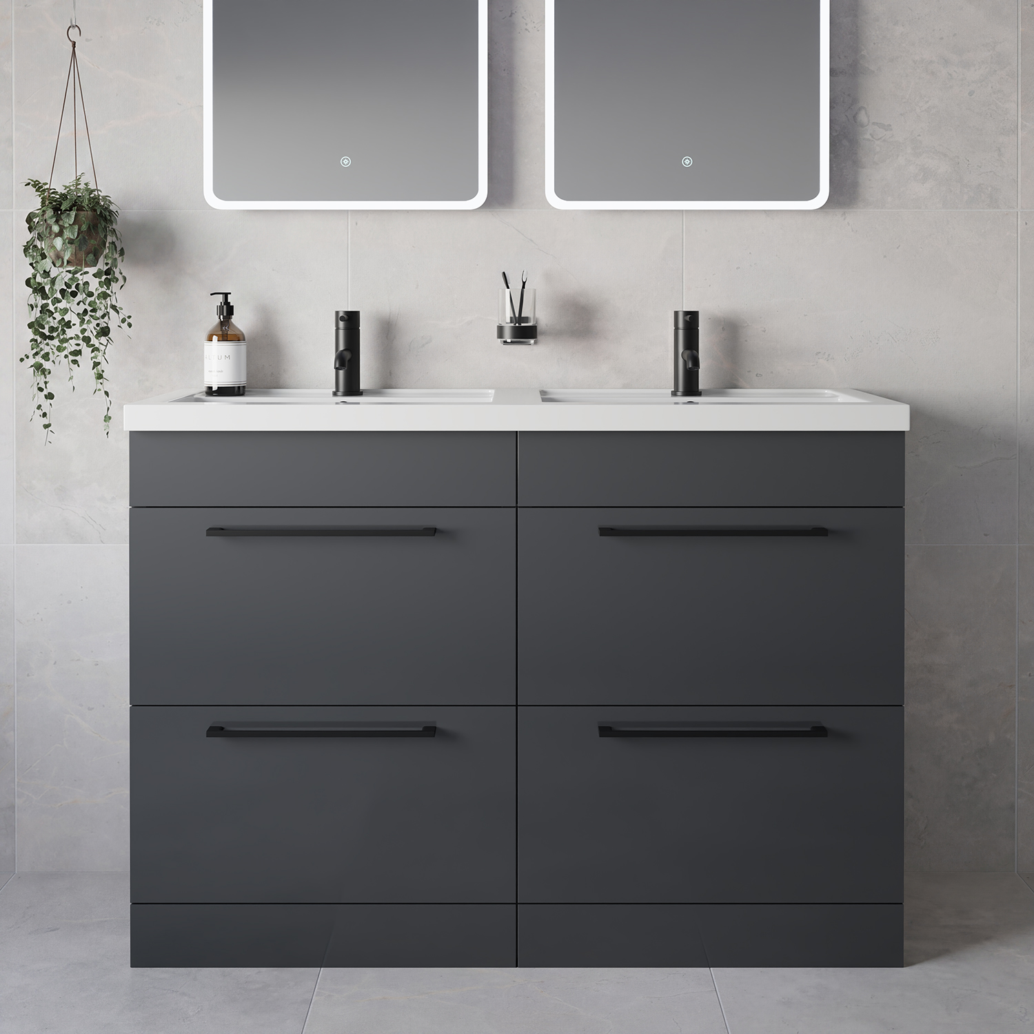Napoli 390 4 Drawer Vanity Unit with Double Lucia Basins