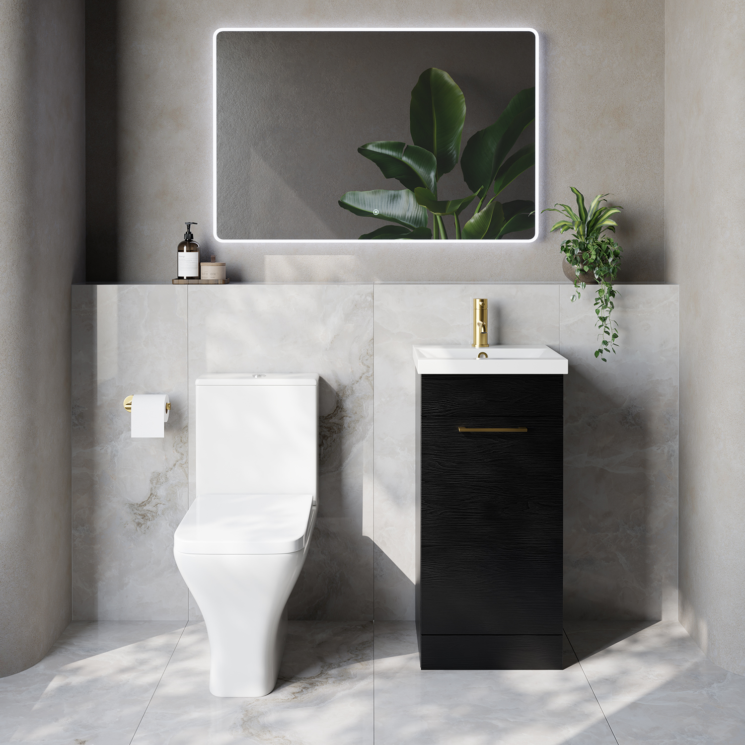 Napoli 390 Single Door Vanity Unit and Kingston Toilet Suite with Glide Basin