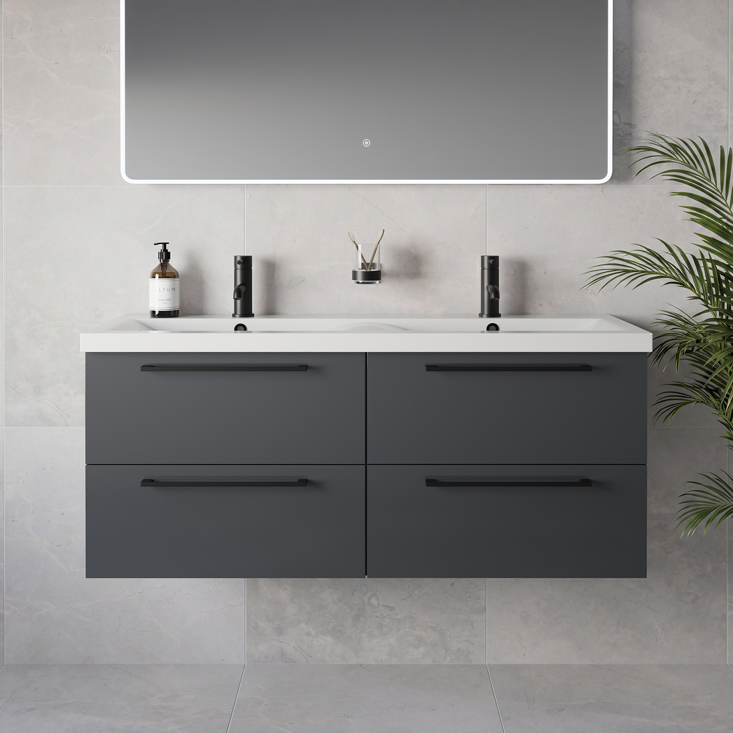 Napoli 390 Wall Mounted 4 Drawer Vanity Unit with Double Glide Basins