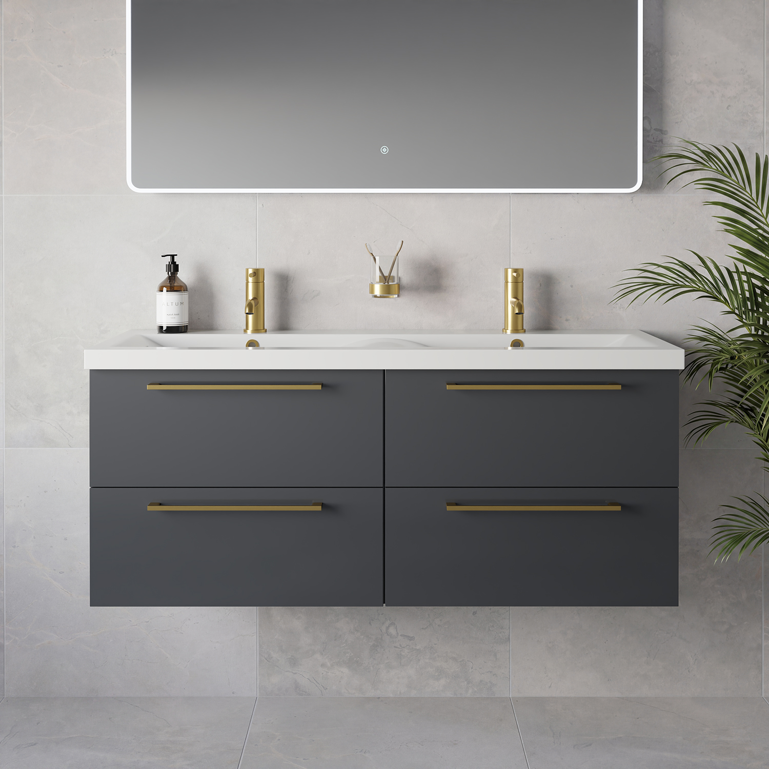 Napoli 390 Wall Mounted 4 Drawer Vanity Unit with Double Glide Basins