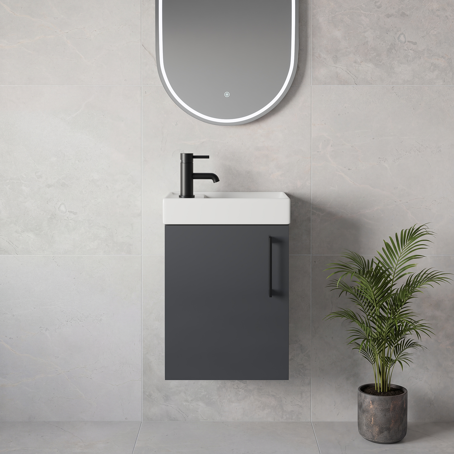 Napoli Cube Wall Mounted Single Door Vanity Unit with Align Basin