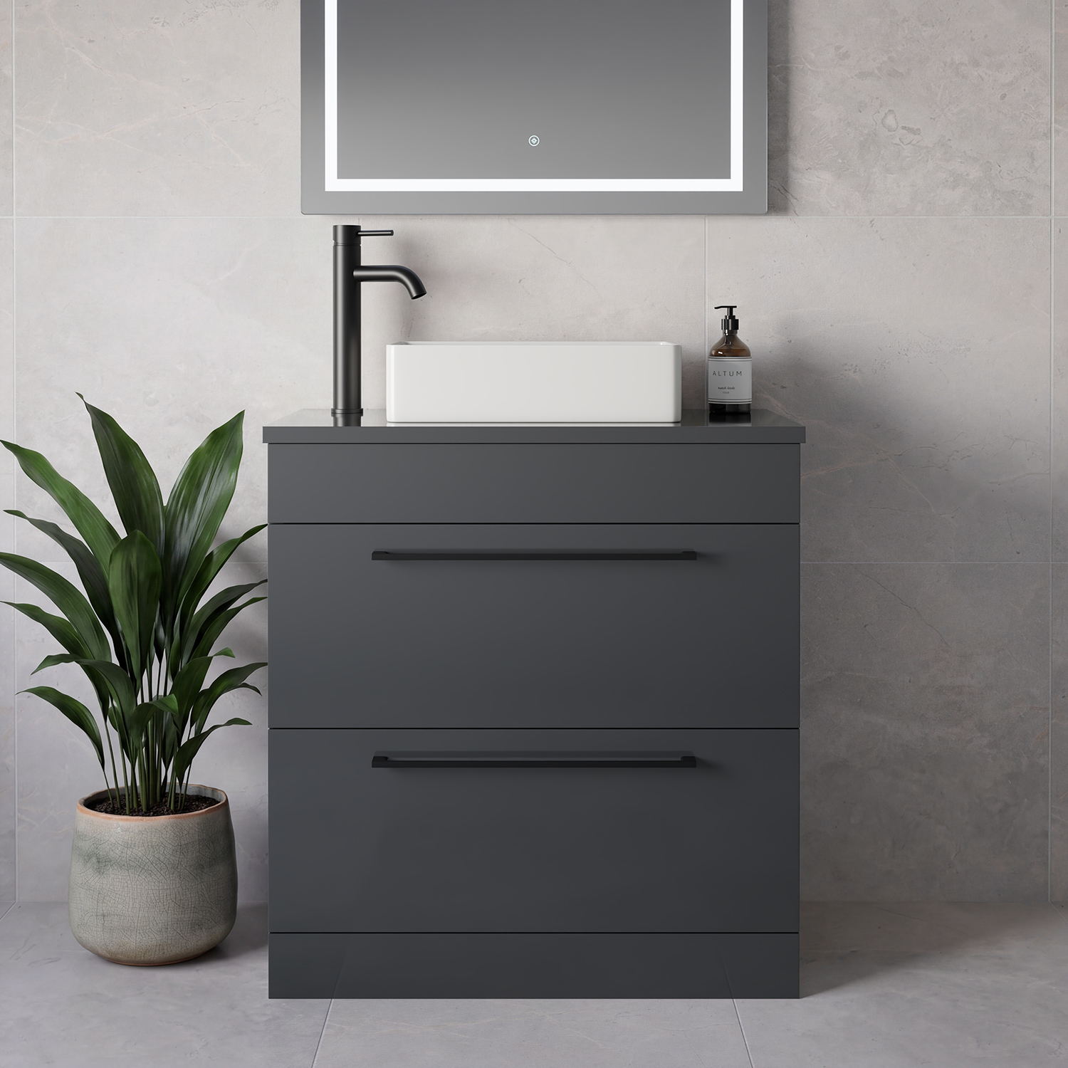 Napoli 390 2 Drawer Vanity Unit for Countertop Basins
