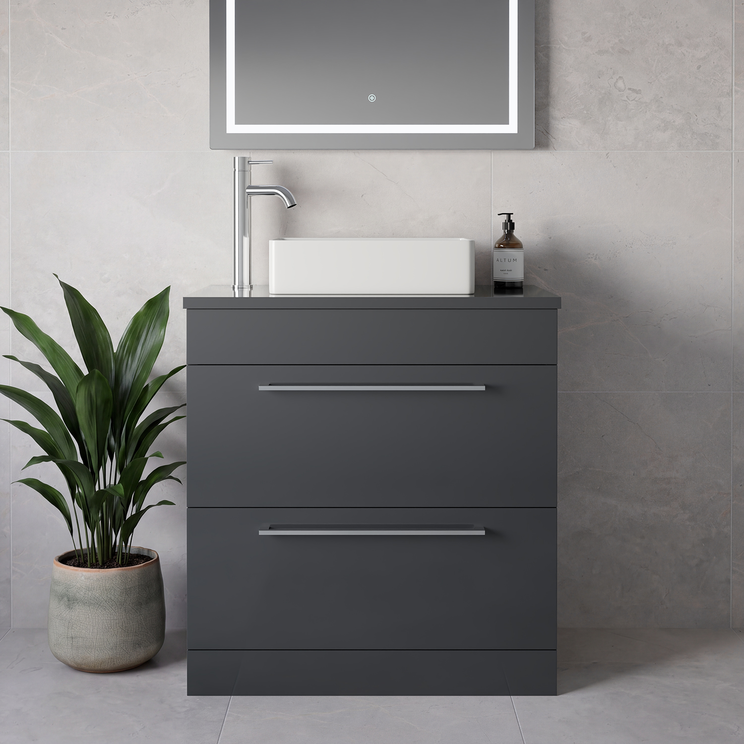 Napoli 390 2 Drawer Vanity Unit for Countertop Basins